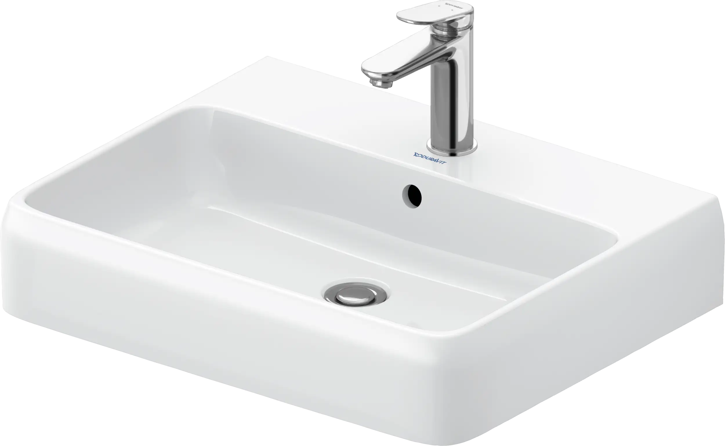 Duravit Qatego 23 5/8'' Rectangular Wall Mounted Sink in White with Single Faucet Hole and with Overflow