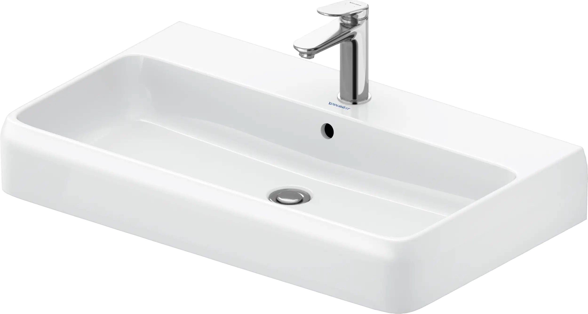 Duravit Qatego 31 1/2'' Rectangular Wall Mounted Sink in White with Single Faucet Hole and with Overflow