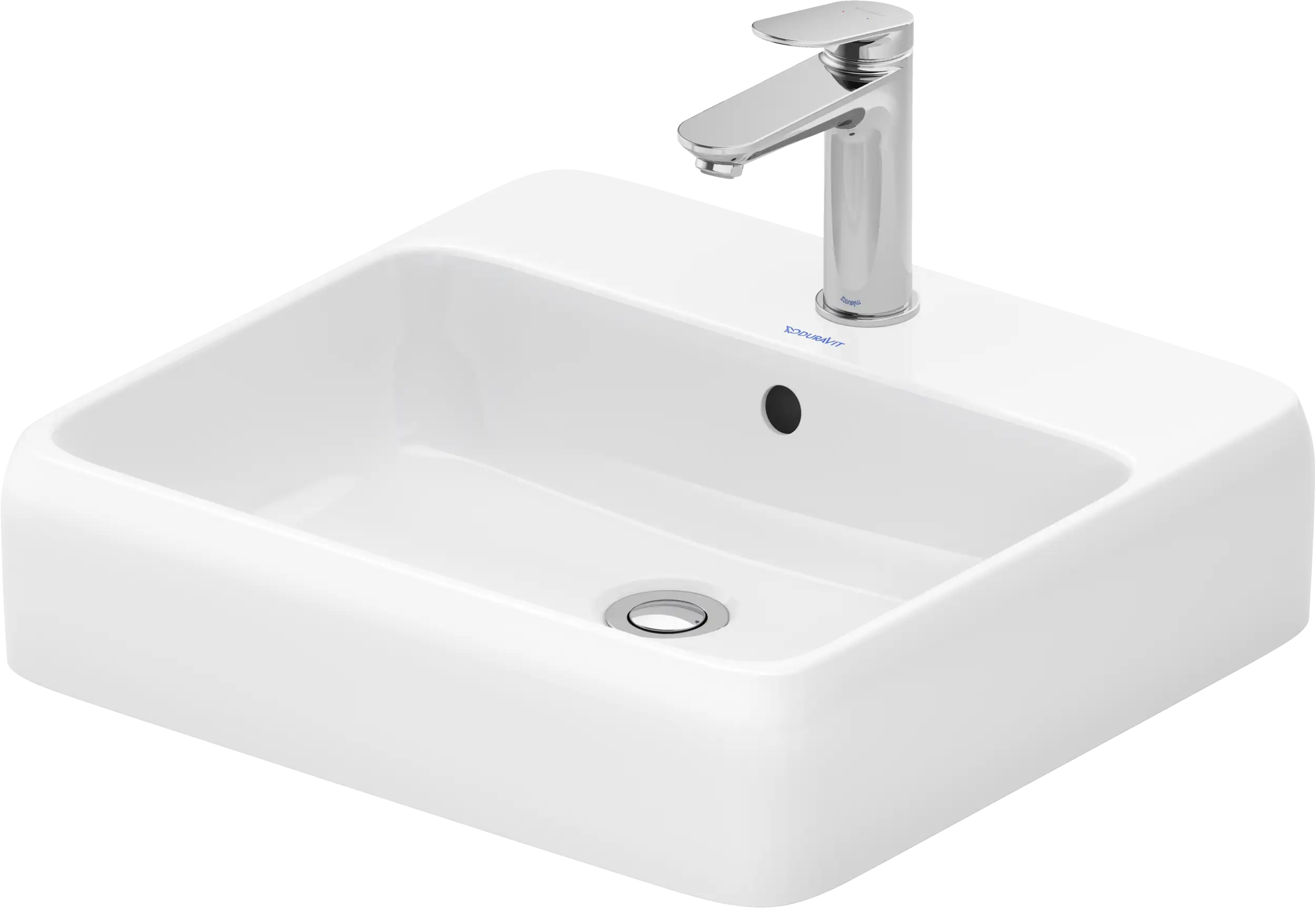 Duravit Qatego 18 1/8'' Rectangular Vessel Sink in White with Single Faucet Hole and with Overflow