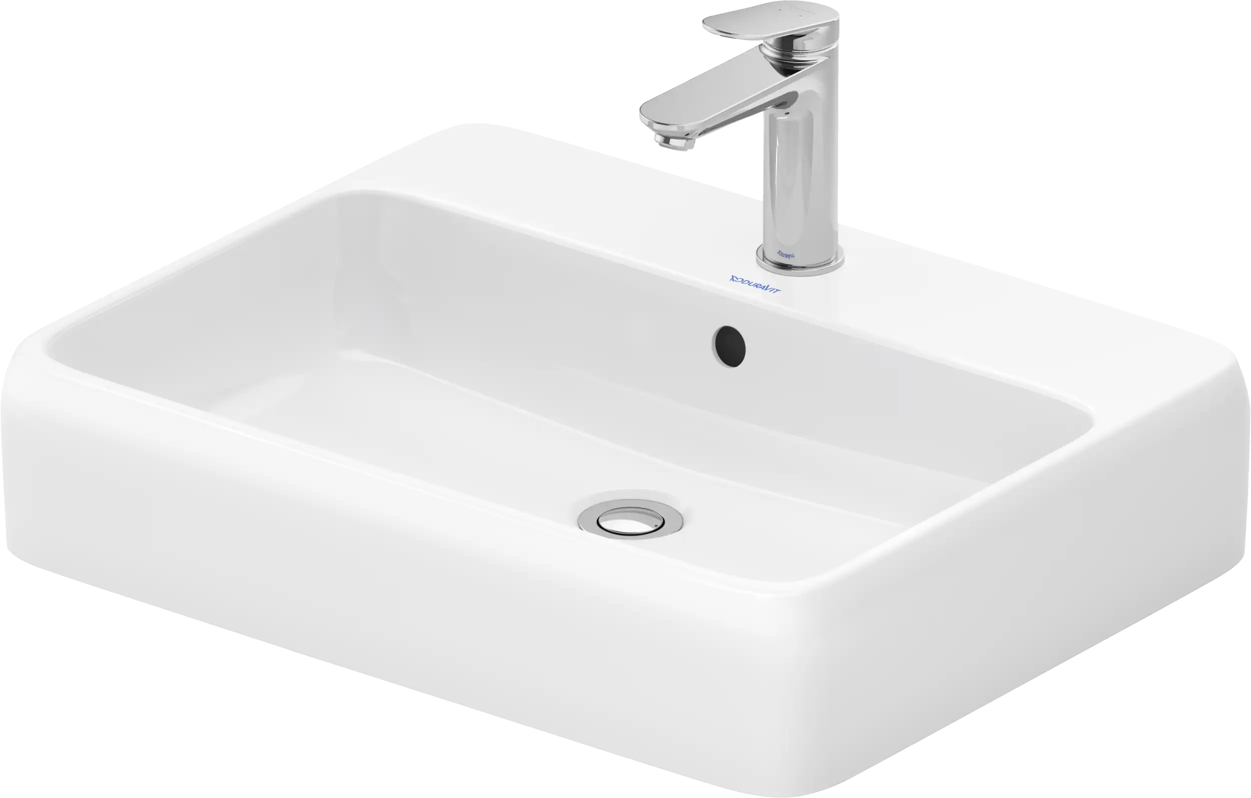 Duravit Qatego 22'' Rectangular Vessel Sink in White with Single Faucet Hole and with Overflow