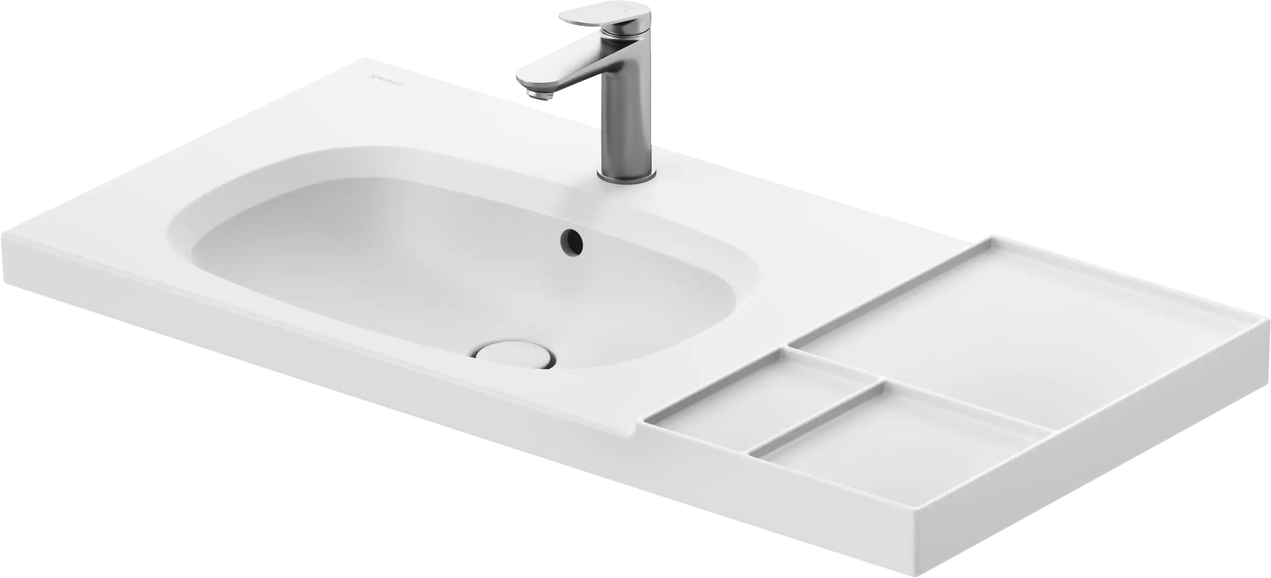 Duravit Aurena 39 3/8'' Rectangular Wall Mounted Sink in White with Single Faucet Hole and with Overflow