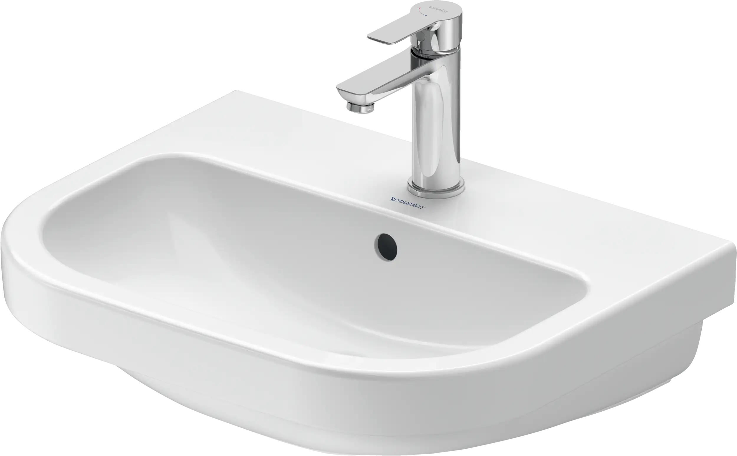 Duravit D-Code 16 7/8'' Round Wall Mounted Sink in White with Single Faucet Hole and with Overflow