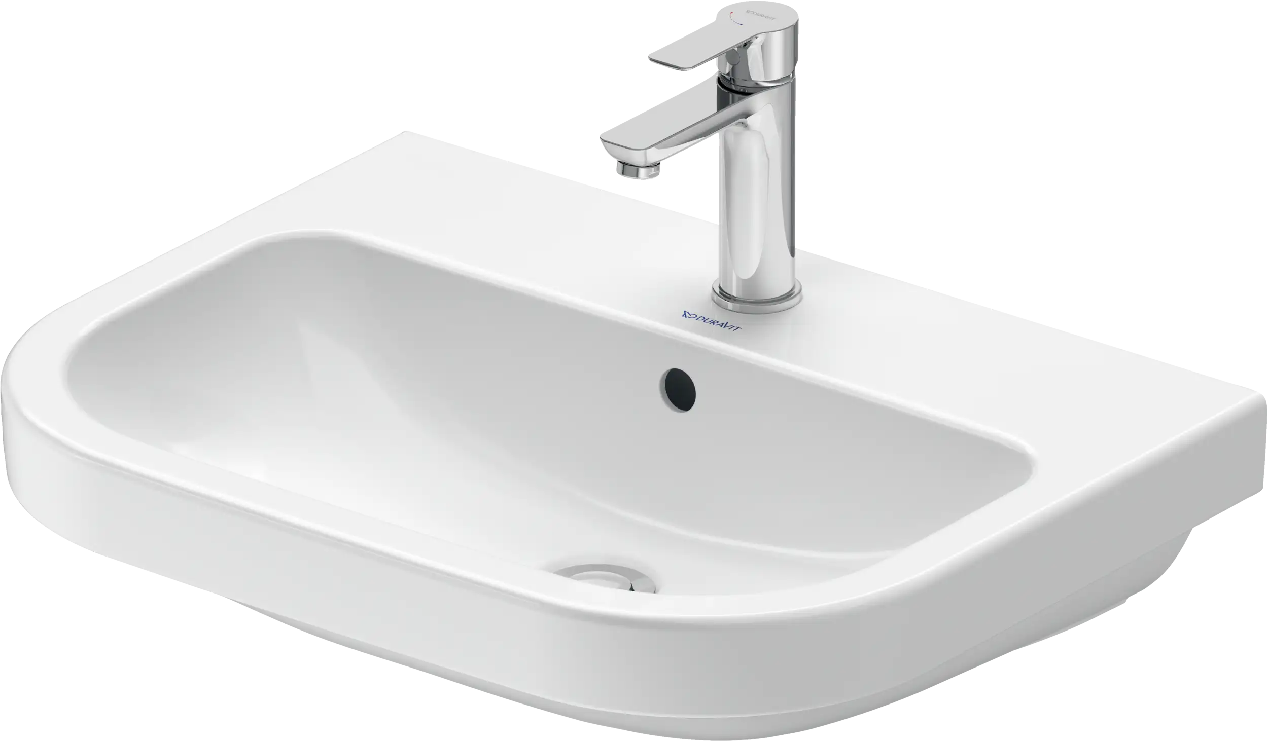 Duravit D-Code 18 1/8'' Round Wall Mounted Sink in White with Single Faucet Hole and with Overflow
