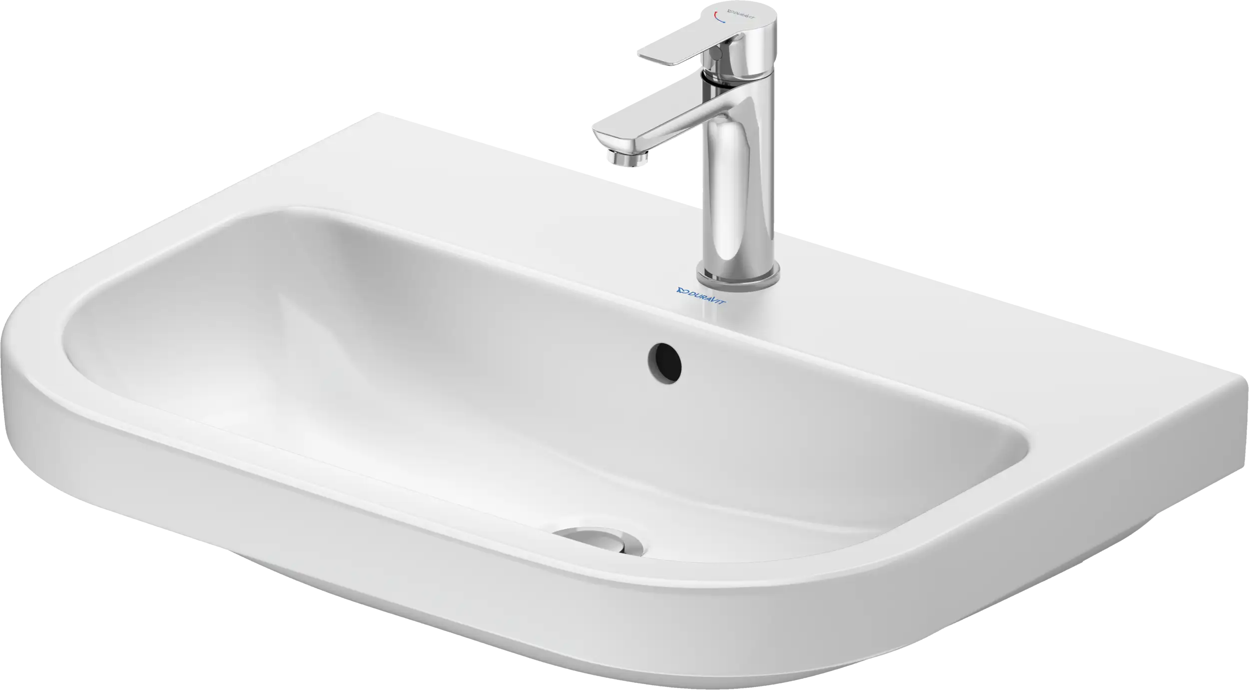Duravit D-Code 18 1/8'' Round Wall Mounted Sink in White with Single Faucet Hole and with Overflow