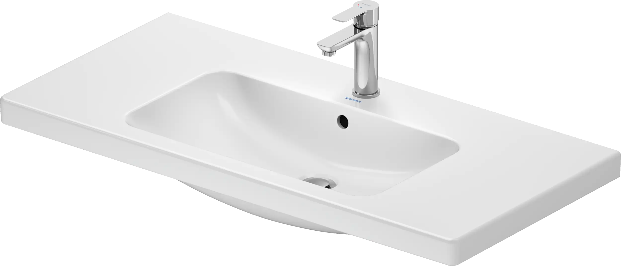 D-Code 39 3/8'' Round Wall Mounted Sink in White with Single Faucet Hole and with Overflow