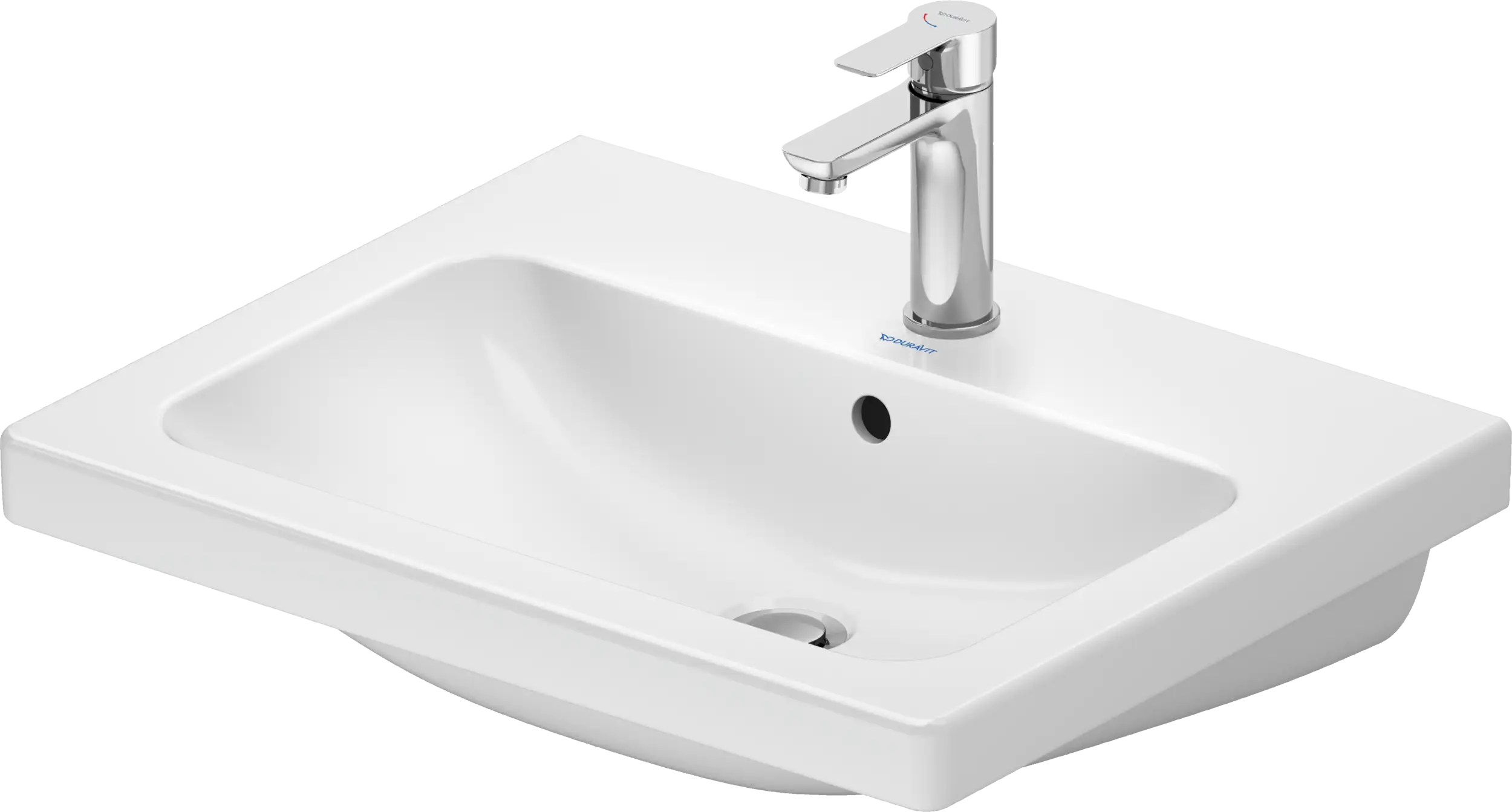 D-Code 23 5/8'' Round Wall Mounted Sink in White with Single Faucet Hole and with Overflow