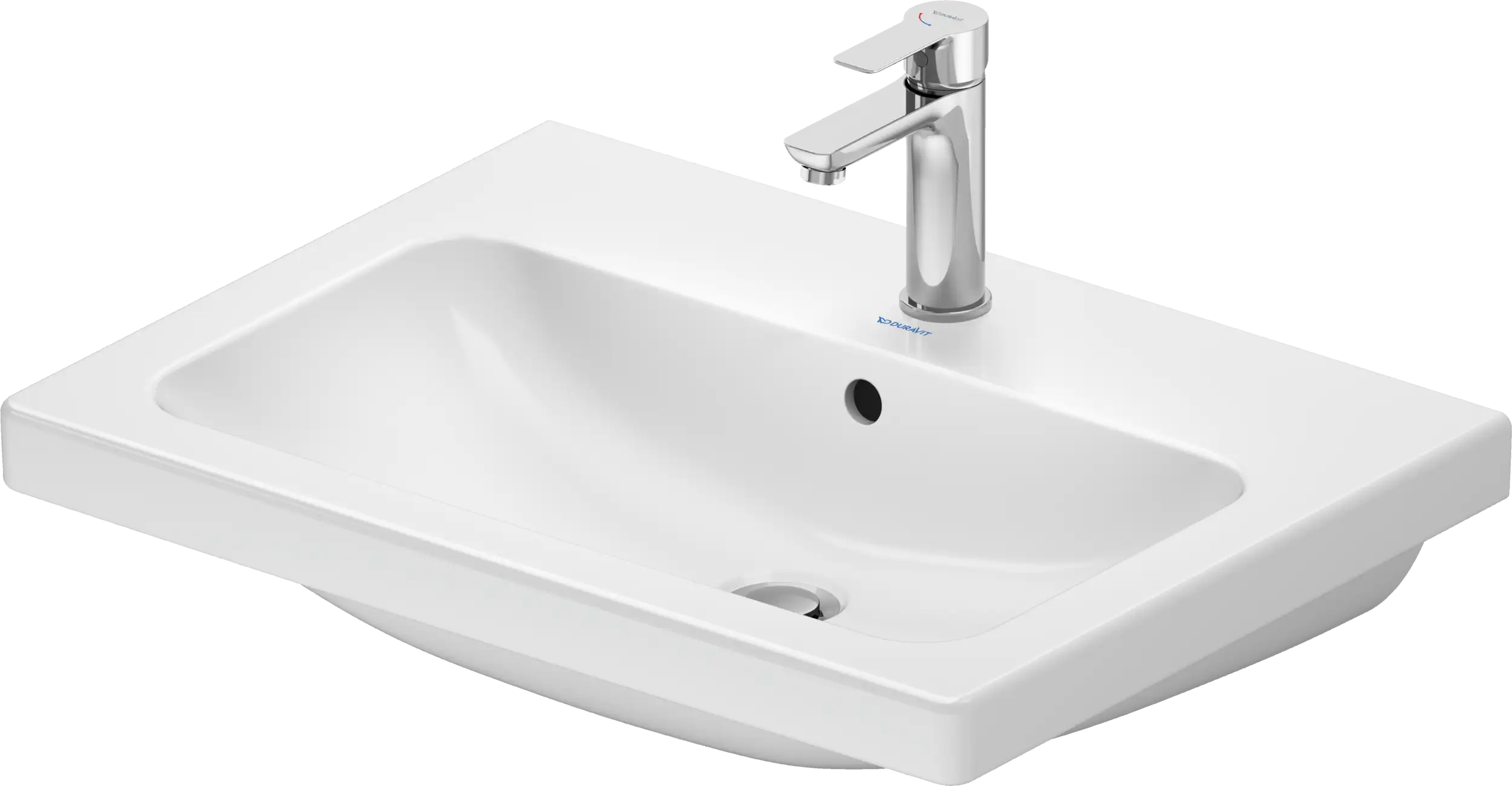 D-Code 25 5/8'' Round Wall Mounted Sink in White with Single Faucet Hole and with Overflow