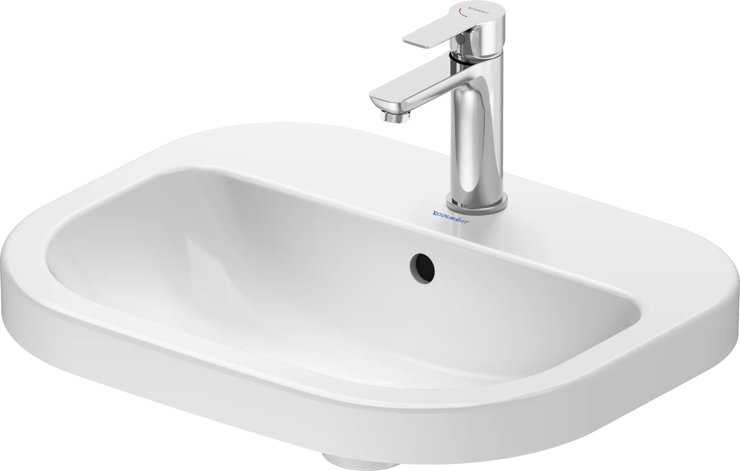 Duravit D-Code 17 3/8'' Round Drop In Sink in White with Single Faucet Hole and Overflow