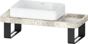 Duravit Qatego 39 3/8'' Console Sink in White and Gray Travertine, with Overflow, Support Brackets Included