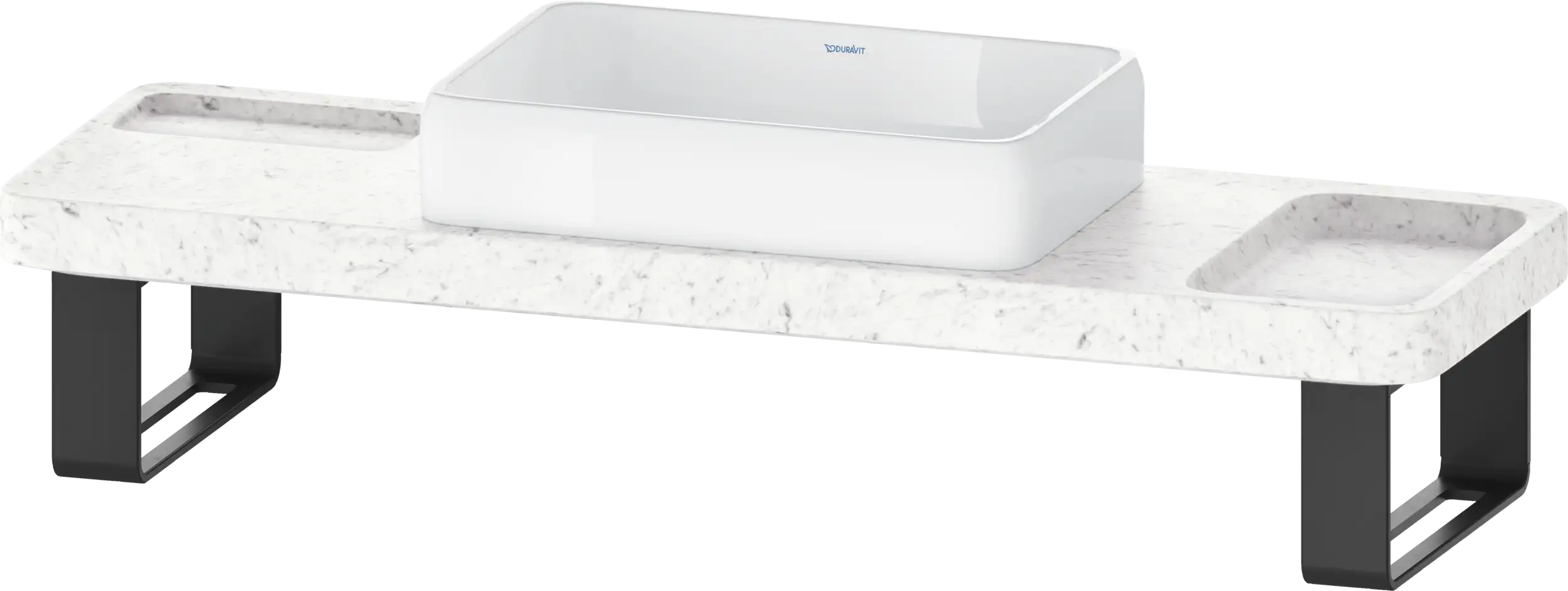 Duravit Qatego 55 1/8'' Console Sink in White and Cararra Marble, with Overflow, Support Brackets Included
