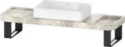 Duravit Qatego 55 1/8'' Console Sink in White and Gray Travertine, with Overflow, Support Brackets Included