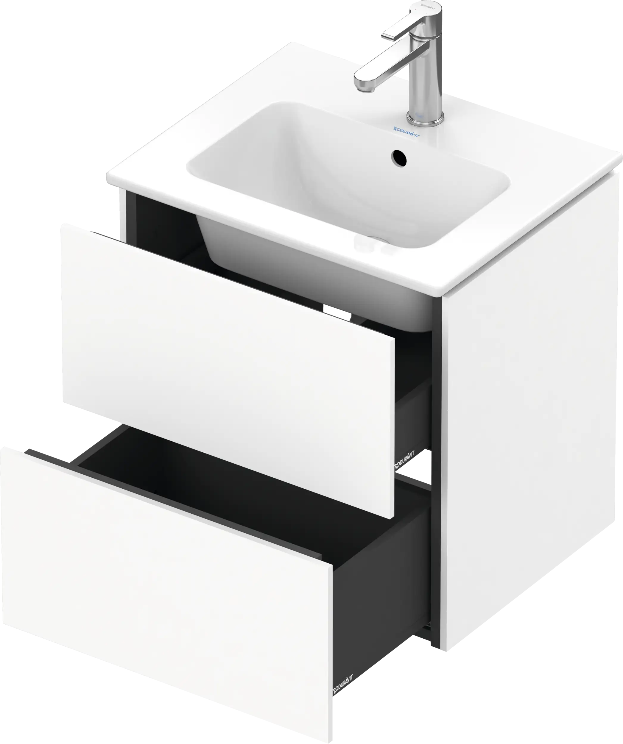 Duravit L-Cube 20 1/2'' Wall Mount Two Drawer Single Vanity Cabinet, Sink Sold Separately
