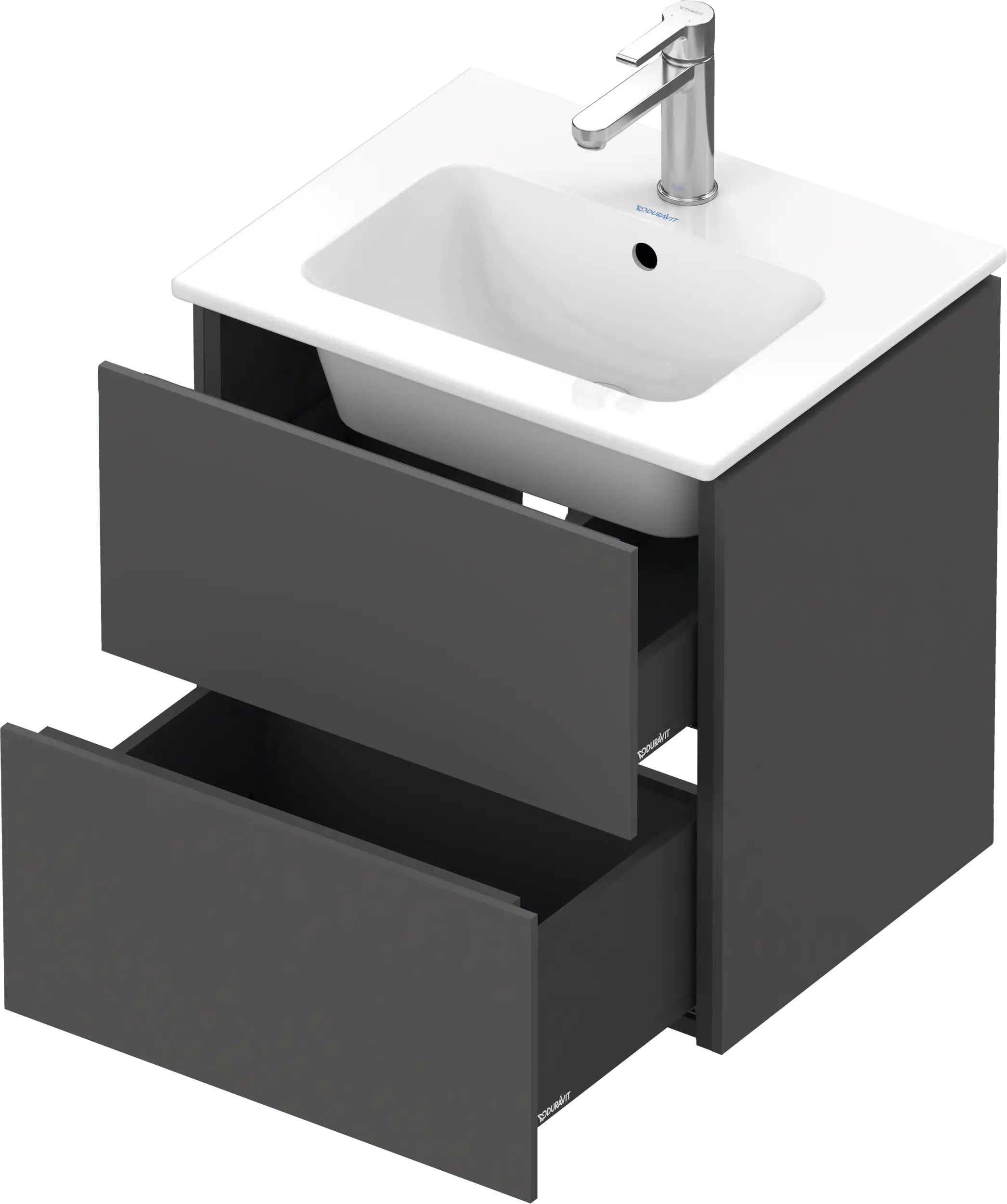 Duravit L-Cube 20 1/2'' Wall Mount Two Drawer Single Vanity Cabinet, Sink Sold Separately