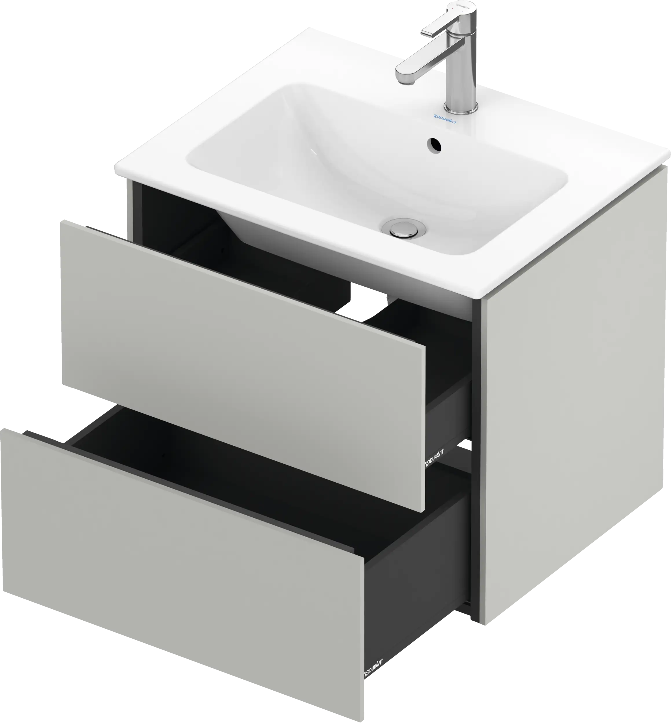 Duravit L-Cube 24 3/8'' Wall Mount Two Drawer Single Vanity Cabinet, Sink Sold Separately