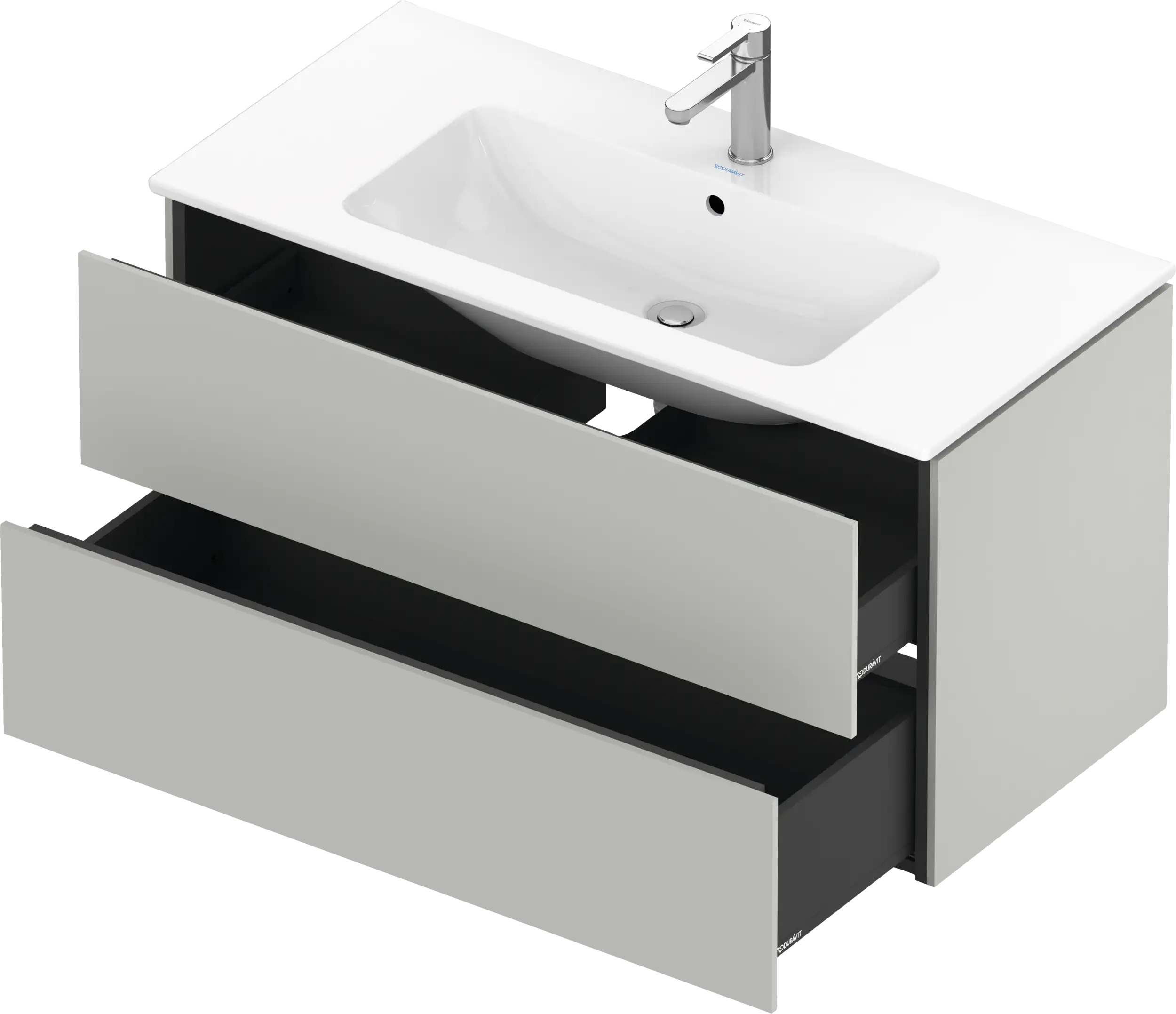 Duravit L-Cube 40 1/8'' Wall Mount Two Drawer Single Vanity Cabinet, Sink Sold Separately