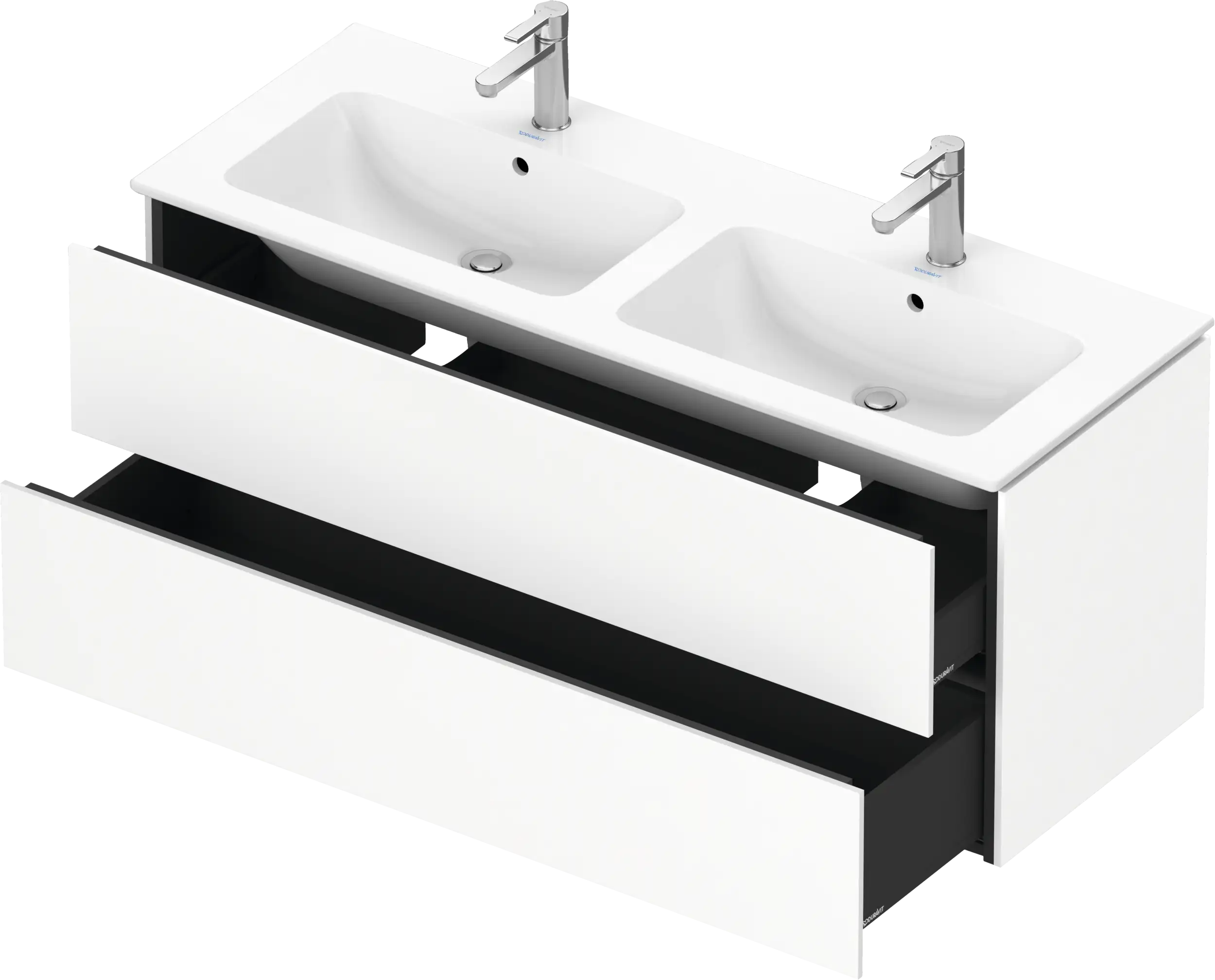Duravit L-Cube 50 3/4'' Wall Mount Two Drawer Single Vanity Cabinet, Sink Sold Separately