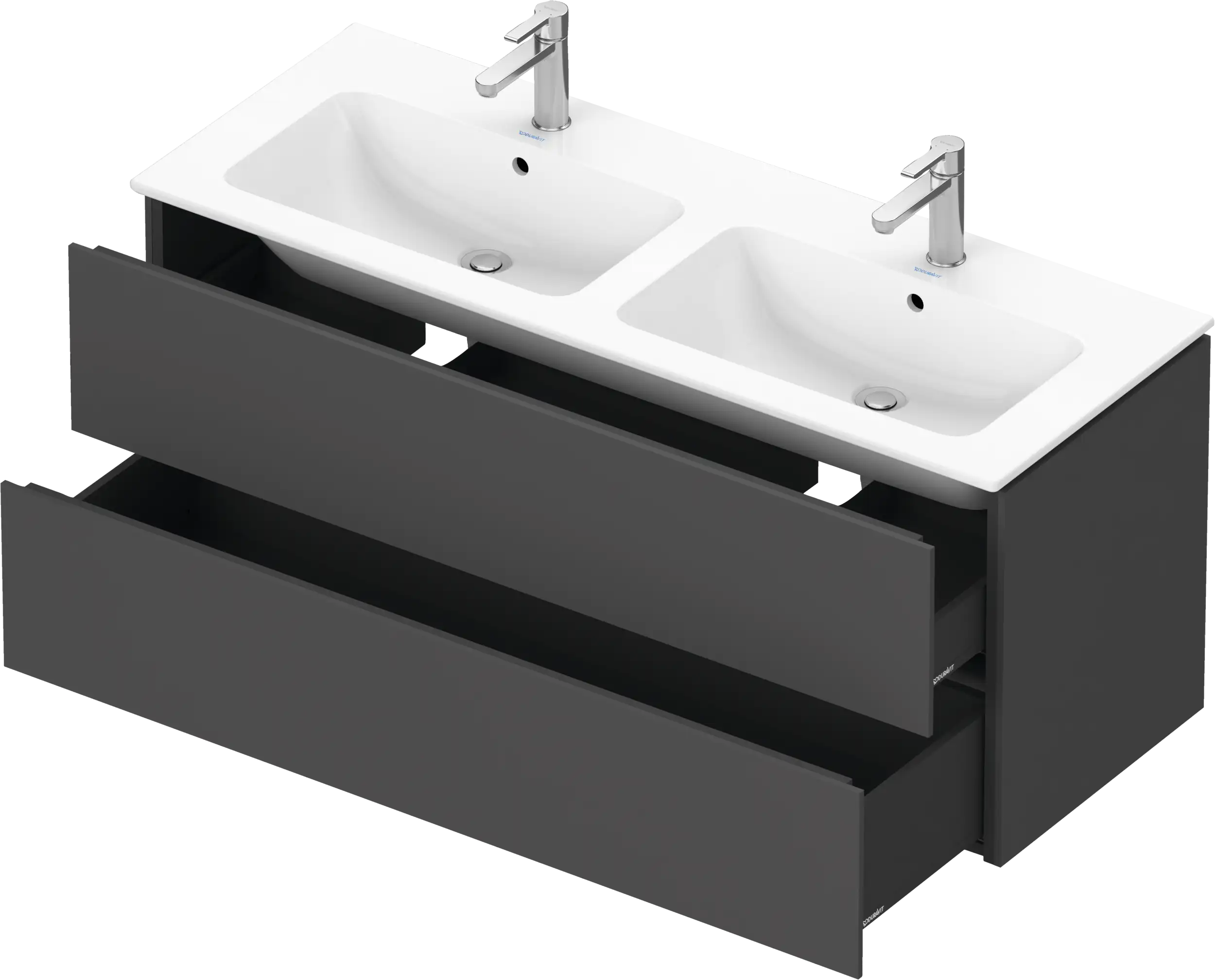 Duravit L-Cube 50 3/4'' Wall Mount Two Drawer Single Vanity Cabinet, Sink Sold Separately