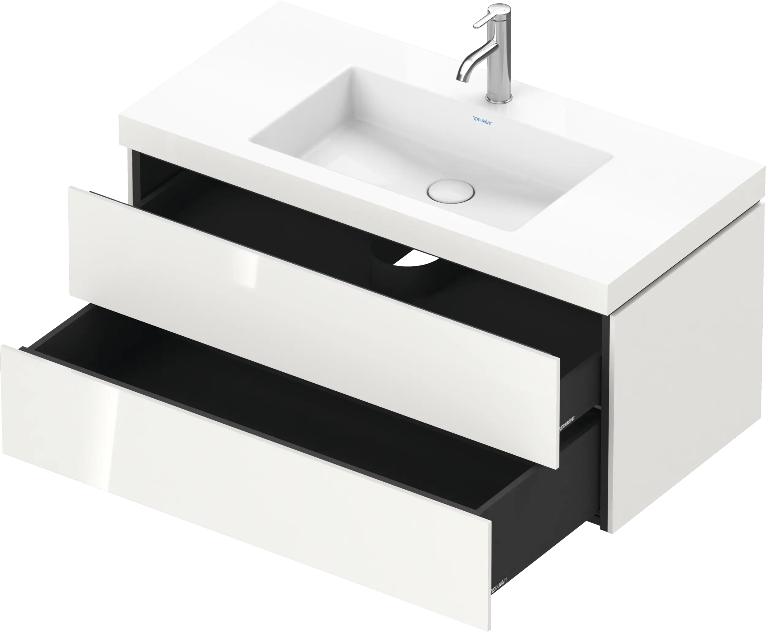 Duravit L-Cube 39 3/8'' Wall Mount Two Drawer c-bonded Single Vanity, Including Cabinet and Single Hole Sink