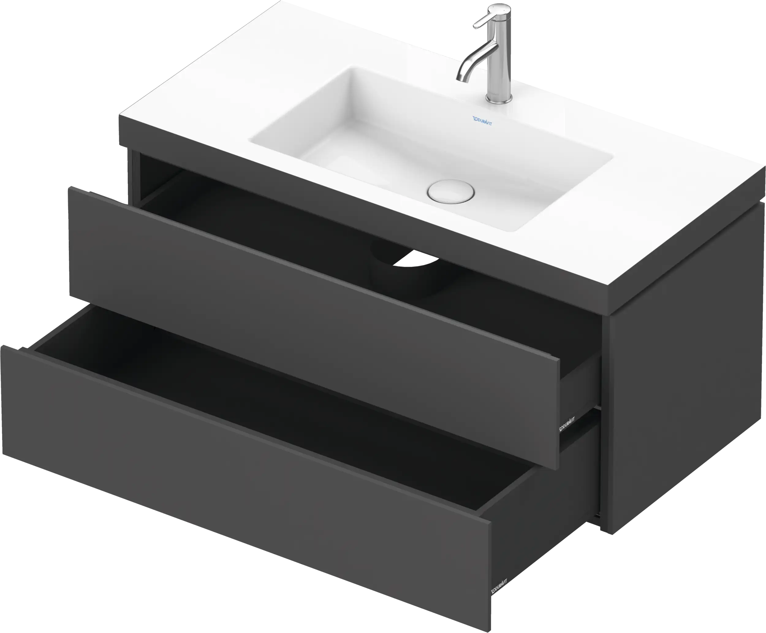Duravit L-Cube 39 3/8'' Wall Mount Two Drawer c-bonded Single Vanity, Including Cabinet and Single Hole Sink