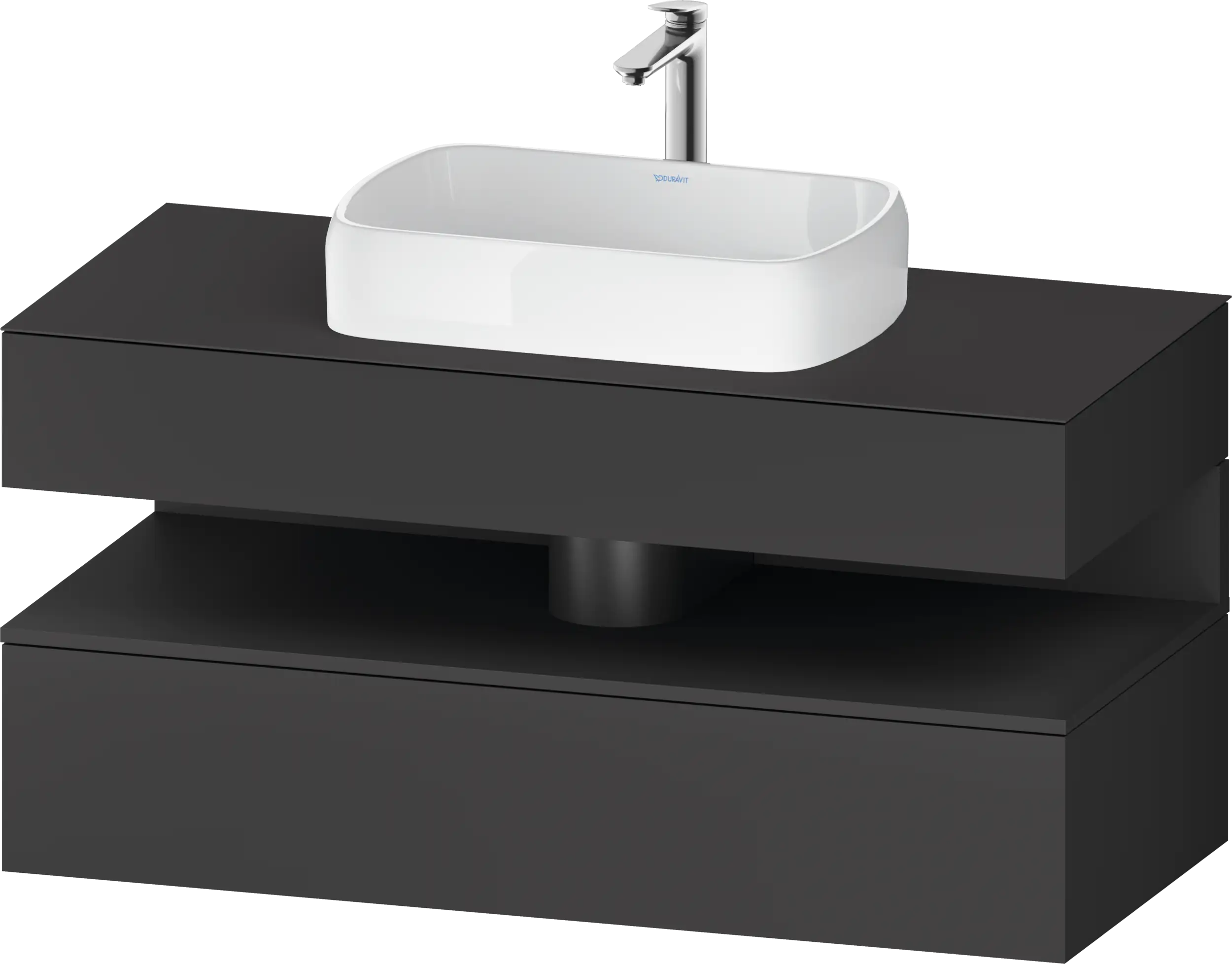 Studio F. A. Porsche Collection 47 1/4'' Wall Mount One Drawer Single Vanity Cabinet in Matte Graphite, Sink Sold Separately