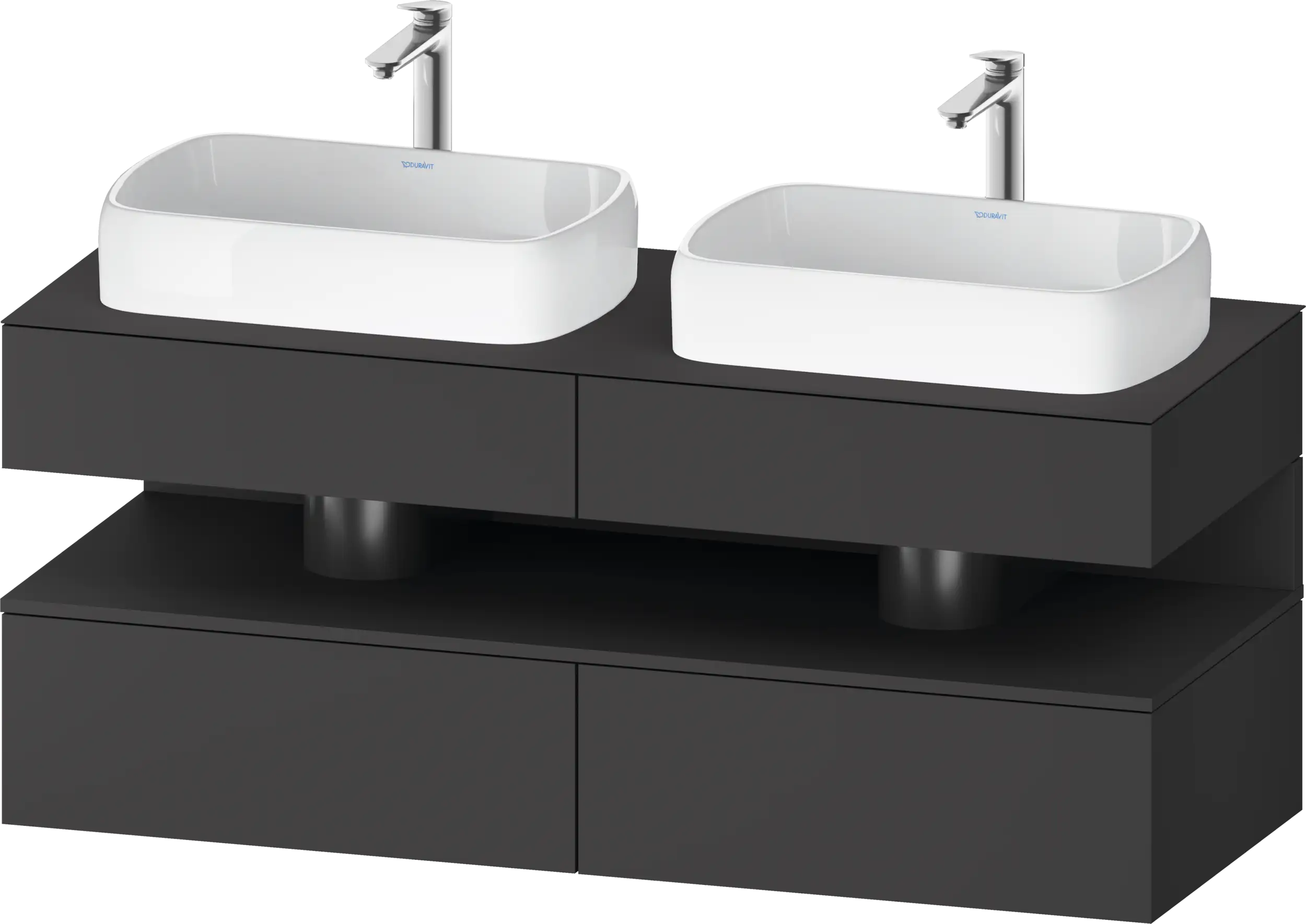 Studio F. A. Porsche Collection 55 1/8'' Wall Mount Two Drawer Double Vanity Cabinet in Matte Graphite, Sink Sold Separately