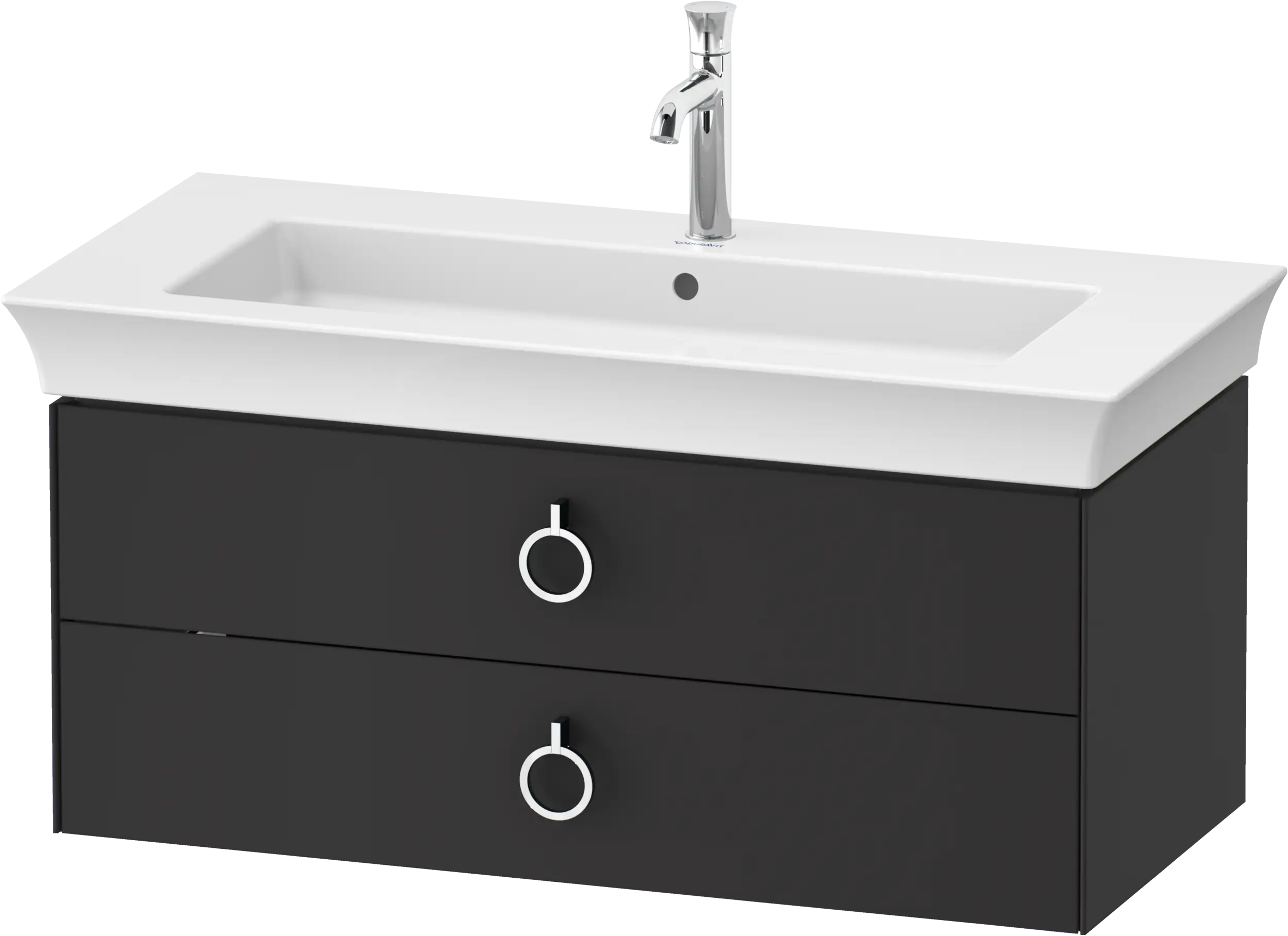 Duravit White Tulip 38 3/4'' Wall Mount Two Drawer Single Vanity Cabinet, Sink Sold Separately