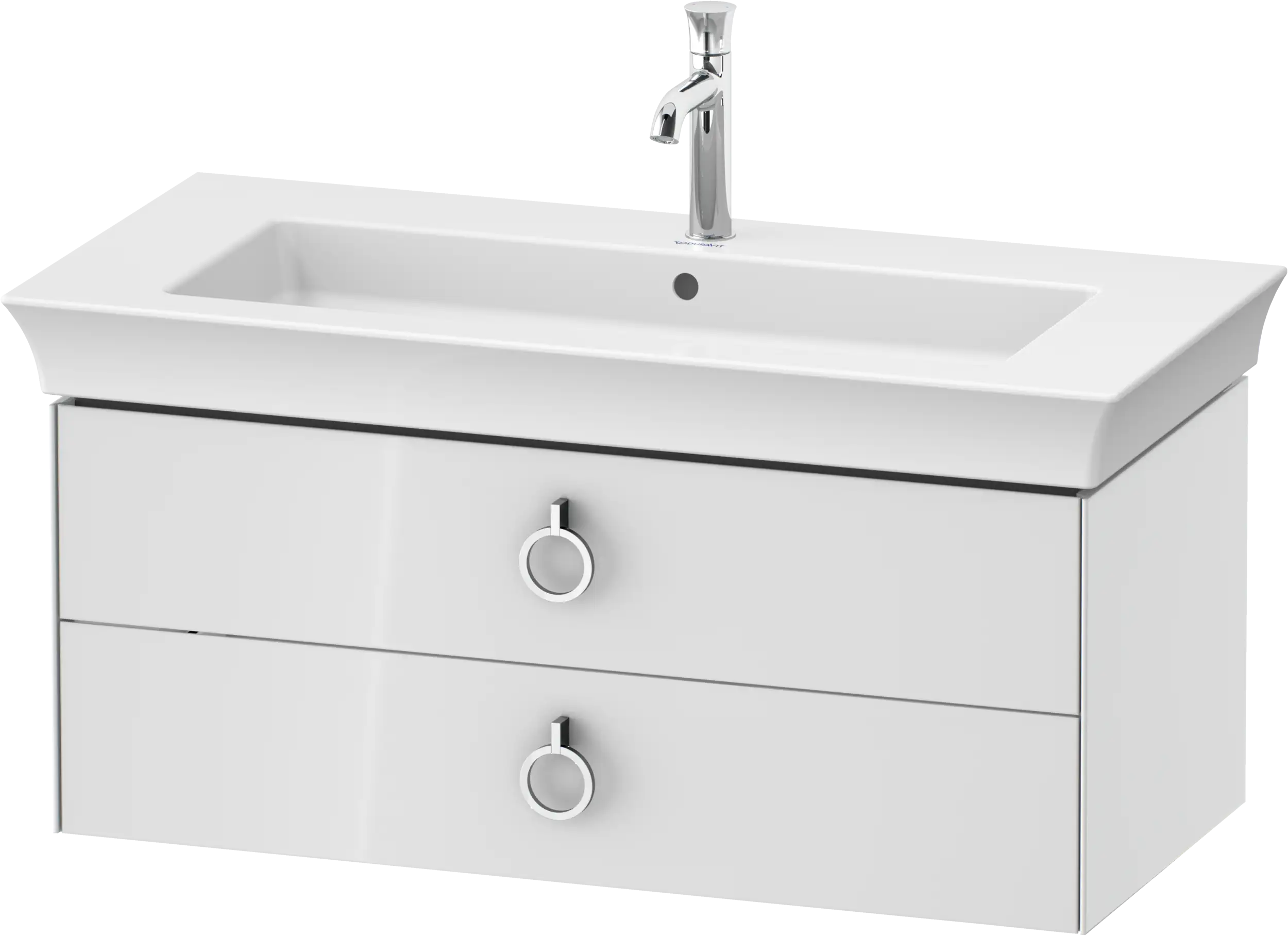 Duravit White Tulip 38 3/4'' Wall Mount Two Drawer Single Vanity Cabinet, Sink Sold Separately