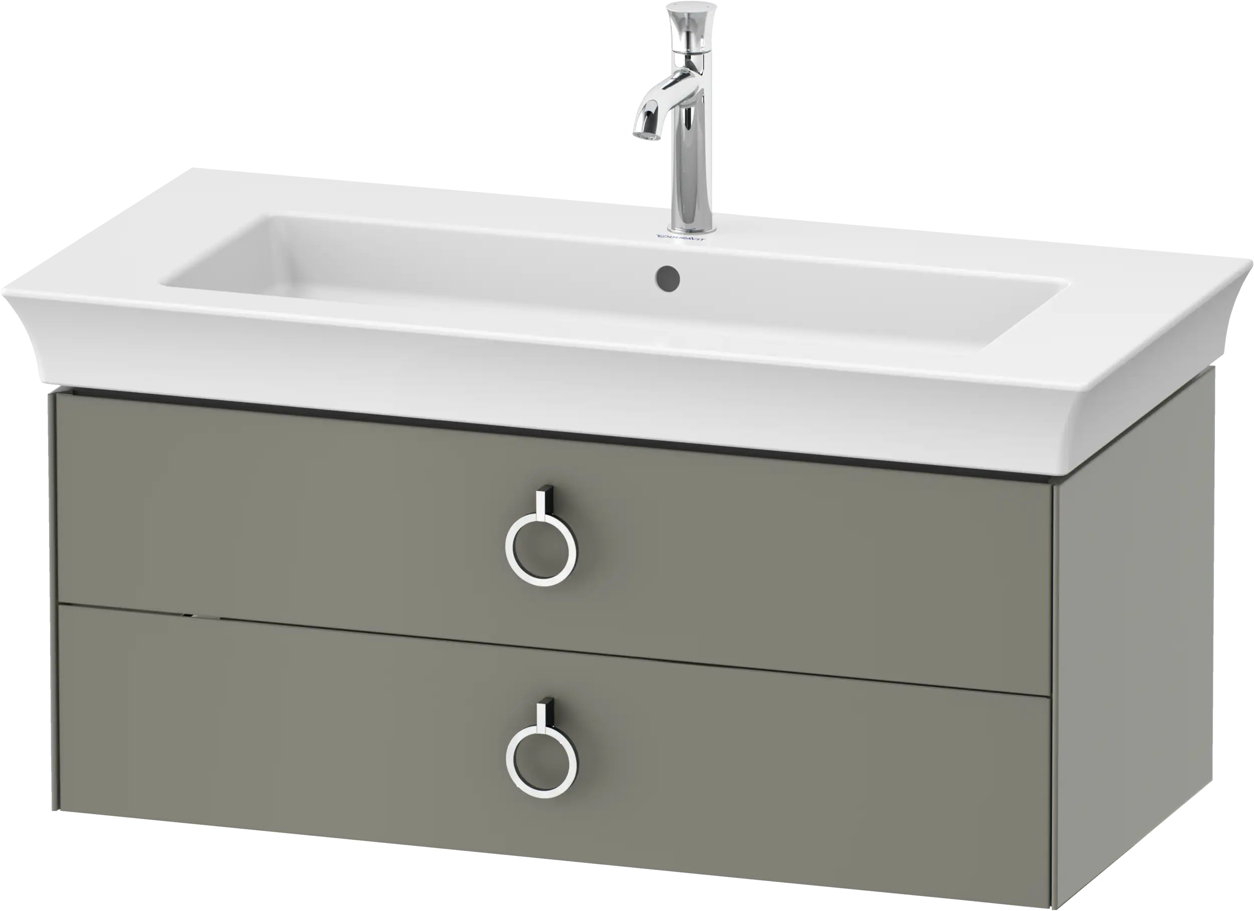 Duravit White Tulip 38 3/4'' Wall Mount Two Drawer Single Vanity Cabinet, Sink Sold Separately