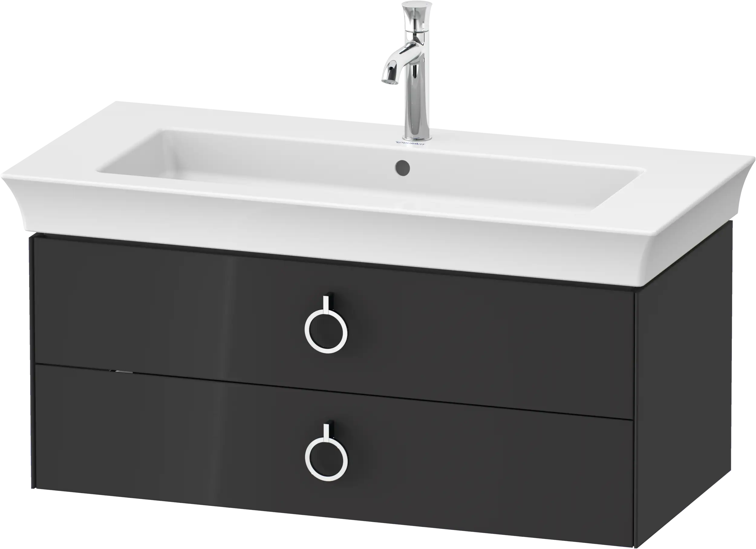 Duravit White Tulip 38 3/4'' Wall Mount Two Drawer Single Vanity Cabinet, Sink Sold Separately