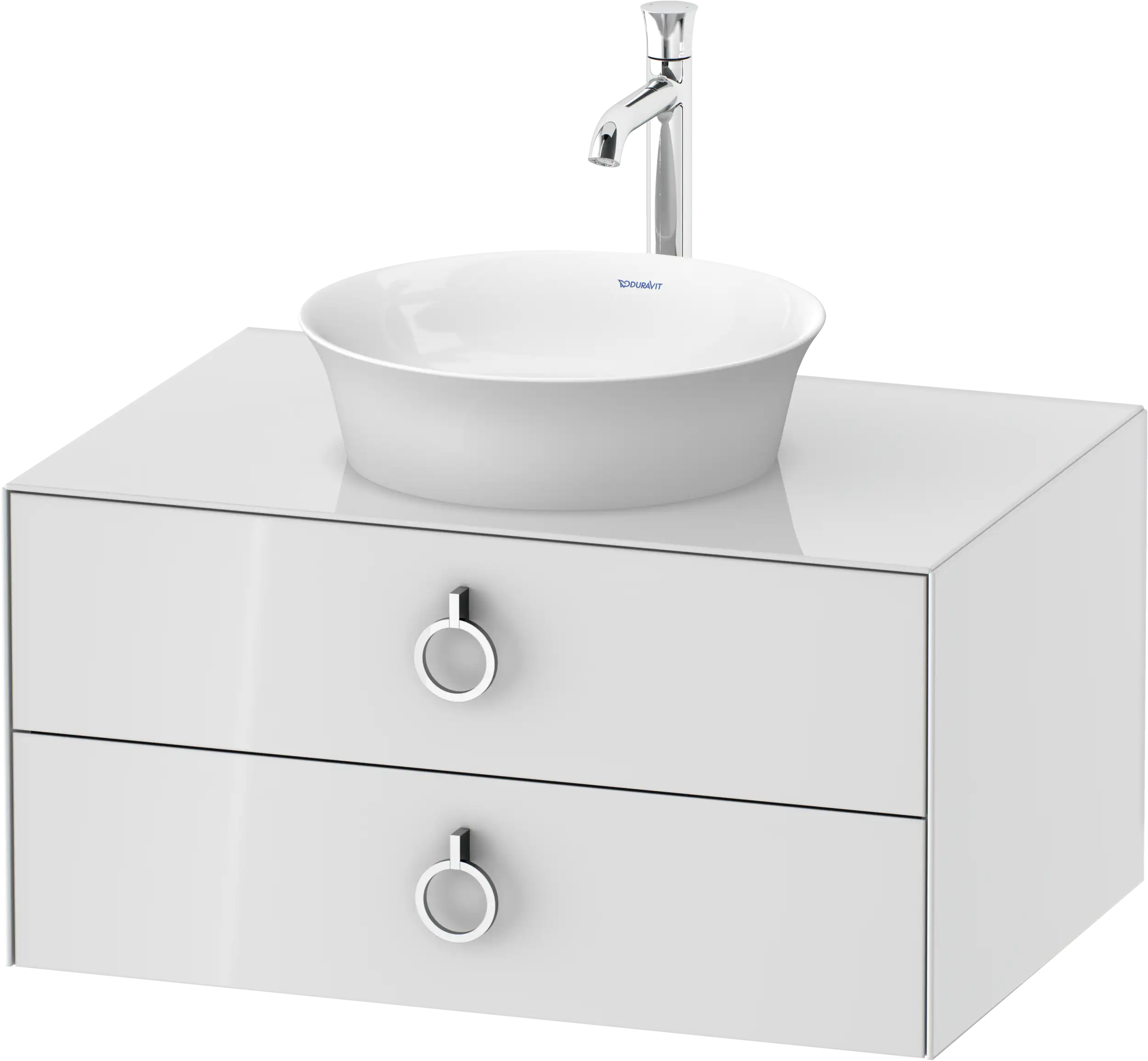Duravit White Tulip 31 1/2'' Wall Mount Two Drawer Single Vanity Cabinet, Sink Sold Separately