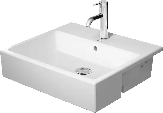 Duravit Vero 21 5/8'' Rectangular Semi-Recessed Sink in White with Single Faucet Hole and Overflow