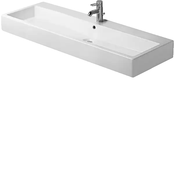 Duravit Vero 47 1/4'' Rectangular Vessel Sink in White with Single Faucet Hole and with Overflow
