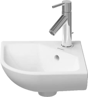 Duravit ME by Starck 17 1/8'' Corner Wall Mounted Sink in White with Single Faucet Hole and with Overflow