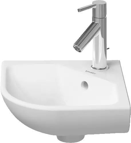 Duravit ME by Starck 17 1/8'' Corner Wall Mounted Sink in White with Single Faucet Hole and with Overflow