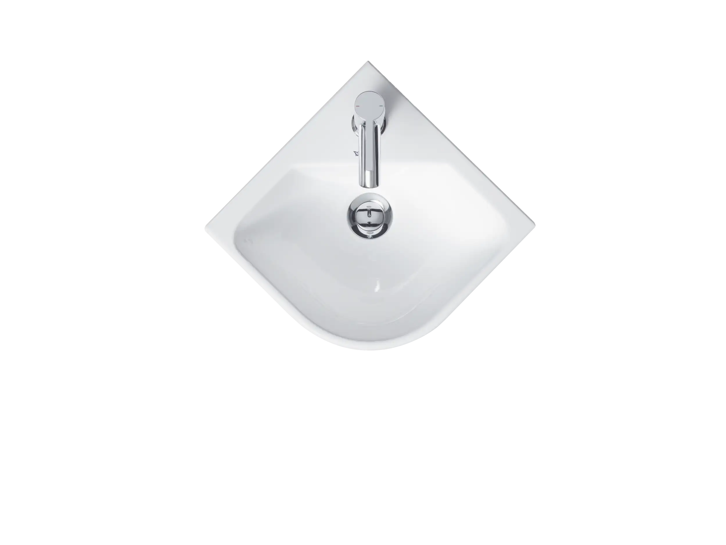 Duravit ME by Starck 17 1/8'' Corner Wall Mounted Sink in White with Single Faucet Hole and with Overflow