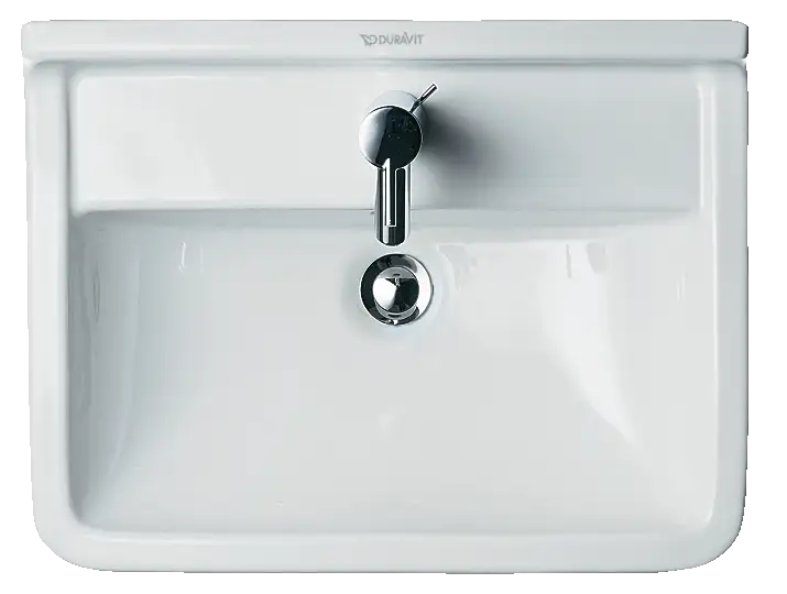 Duravit Starck 3 21 5/8'' Rectangular Wall Mounted Sink in White with Single Faucet Hole and with Overflow
