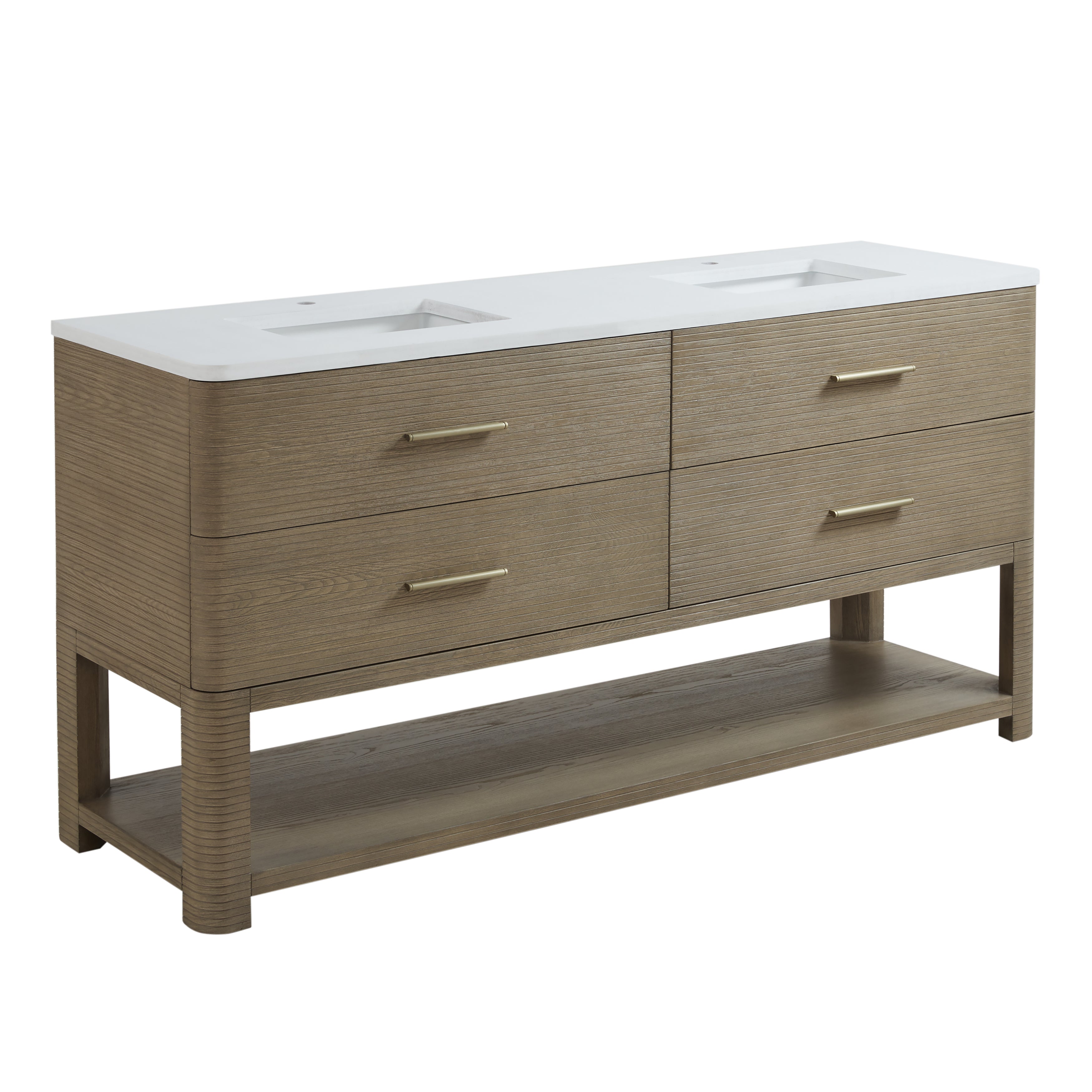 James Martin Lucian 72" Double Vanity in Pebble Oak with 3cm Countertop