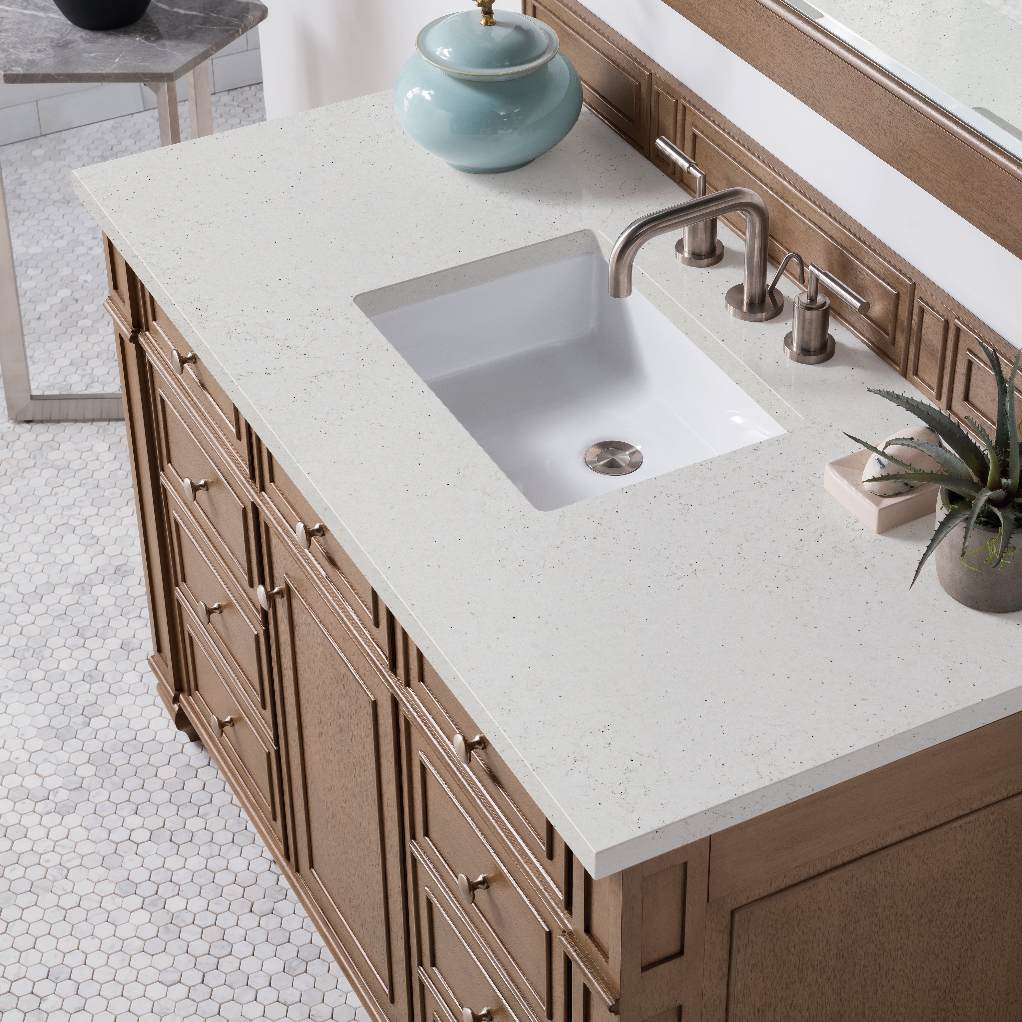 James Martin Bristol 48" Single Vanity in Whitewashed Walnut with 3cm Countertop