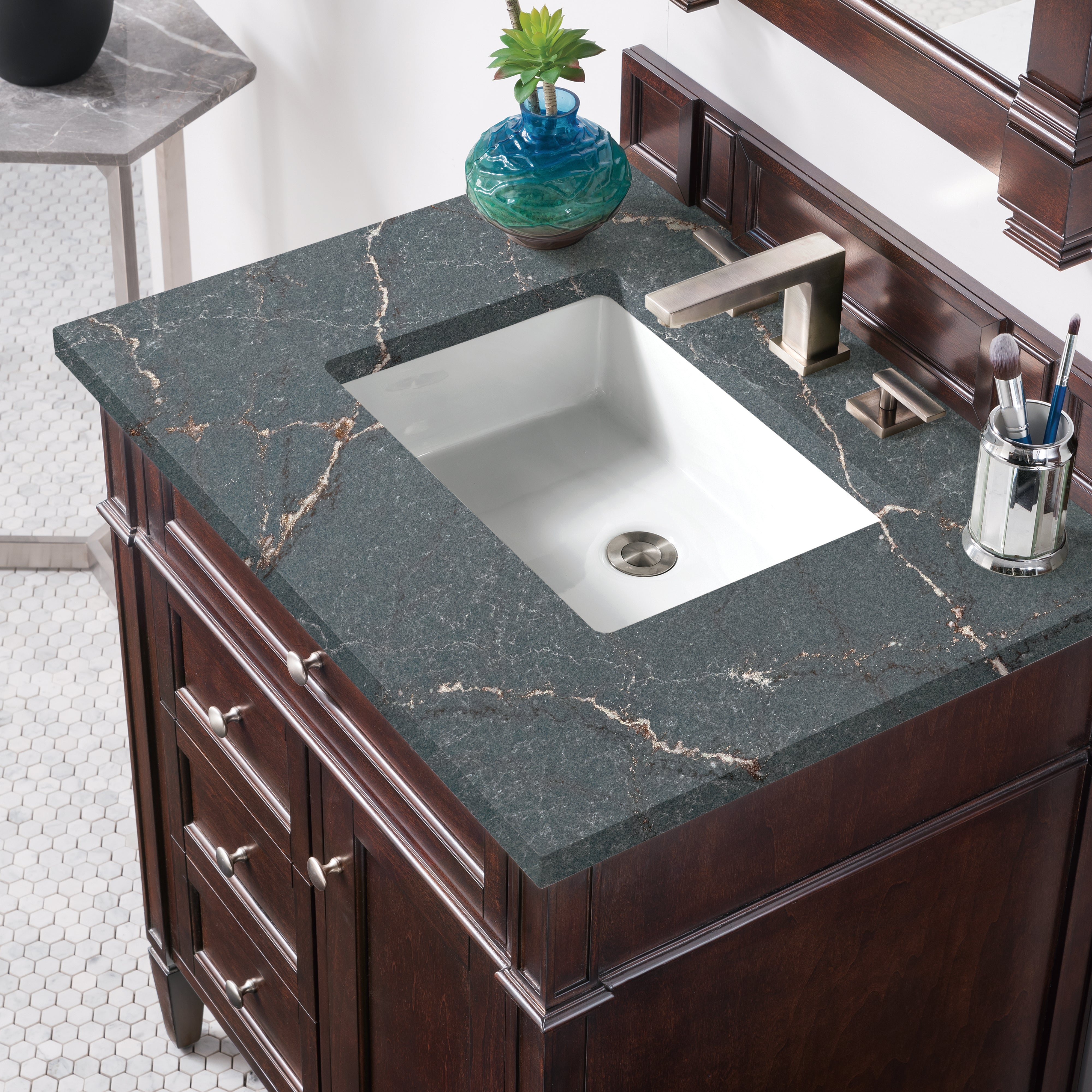James Martin Brittany 30" Single Vanity in Burnished Mahogany with 3cm Countertop