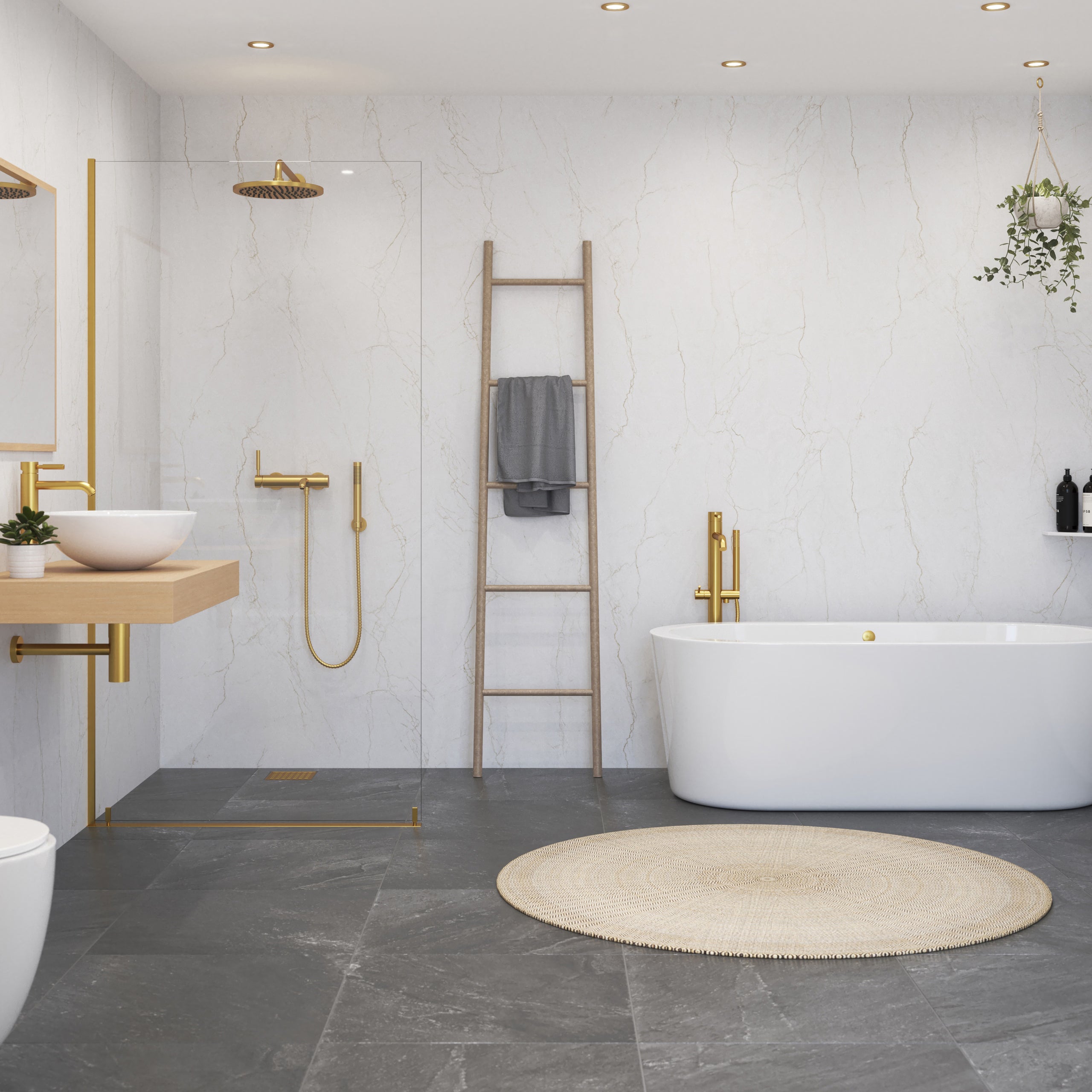 Wet Wall Waterproof Wall Panels Tuscany Marble