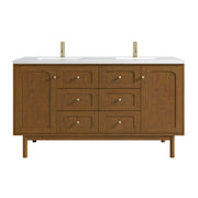 James Martin Laurent 60" Double Vanity in Honey Oak with 3cm Countertop