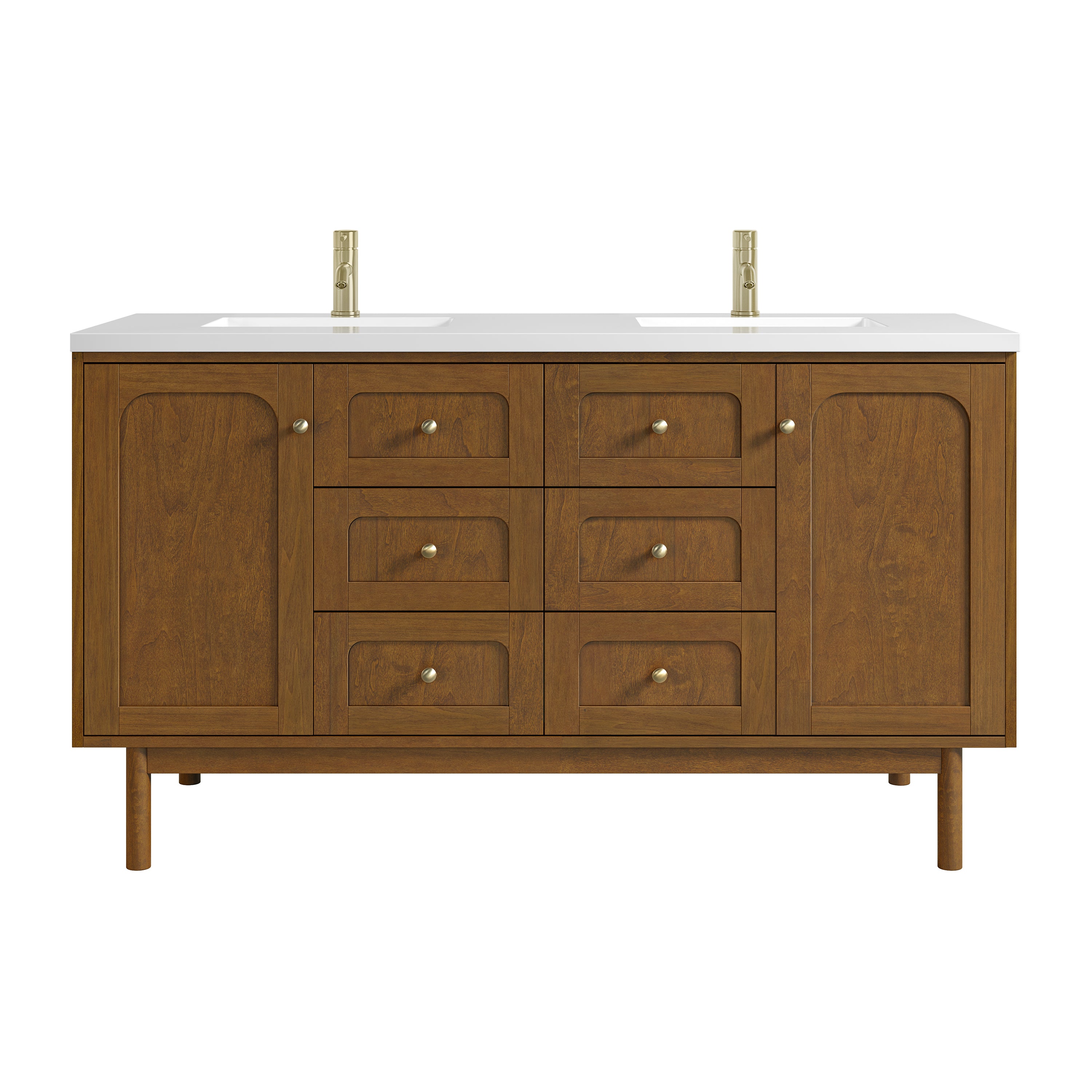 James Martin Laurent 60" Double Vanity in Honey Oak with 3cm Countertop