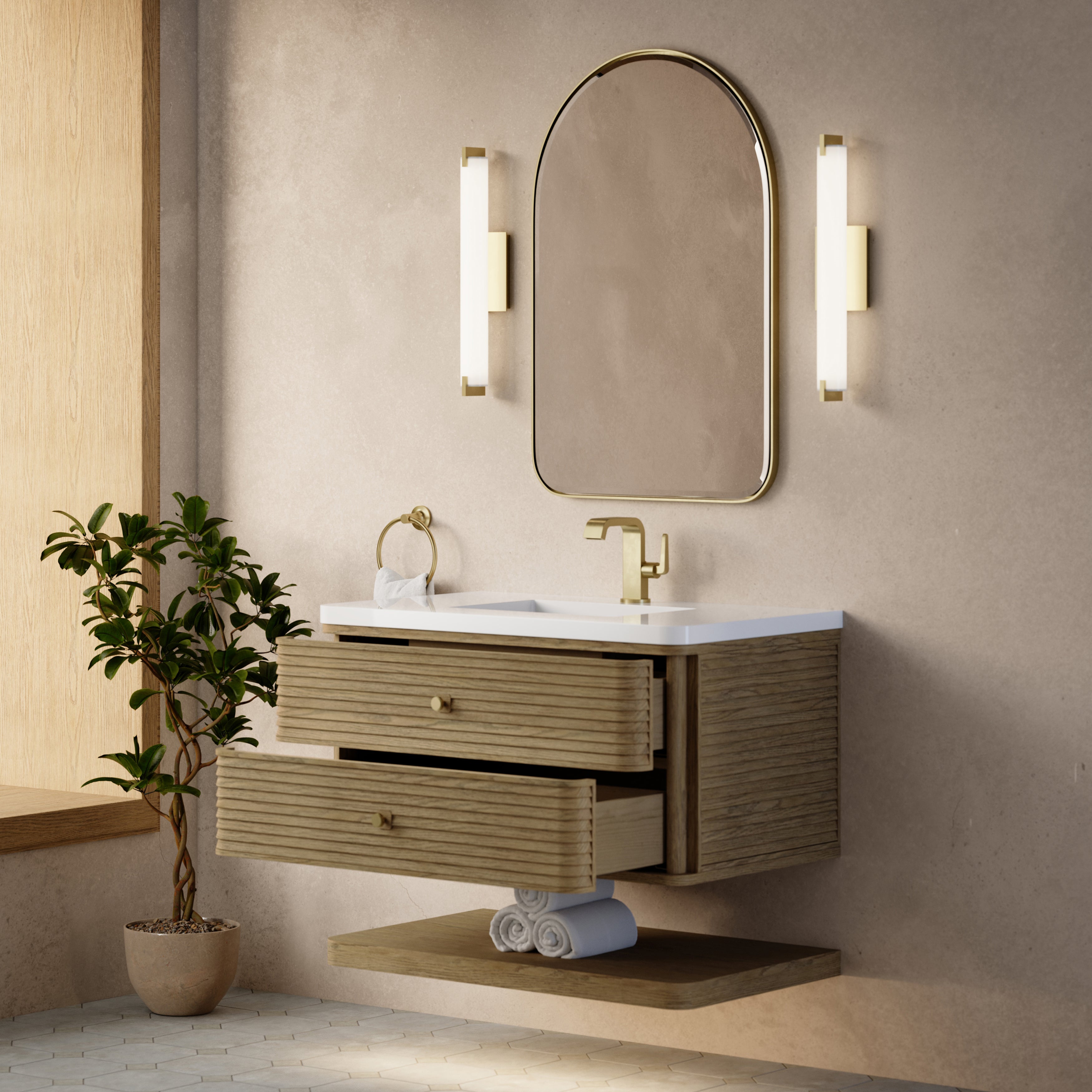 James Martin Allamari 36" Single Vanity in Dune Mist with 3cm Countertop