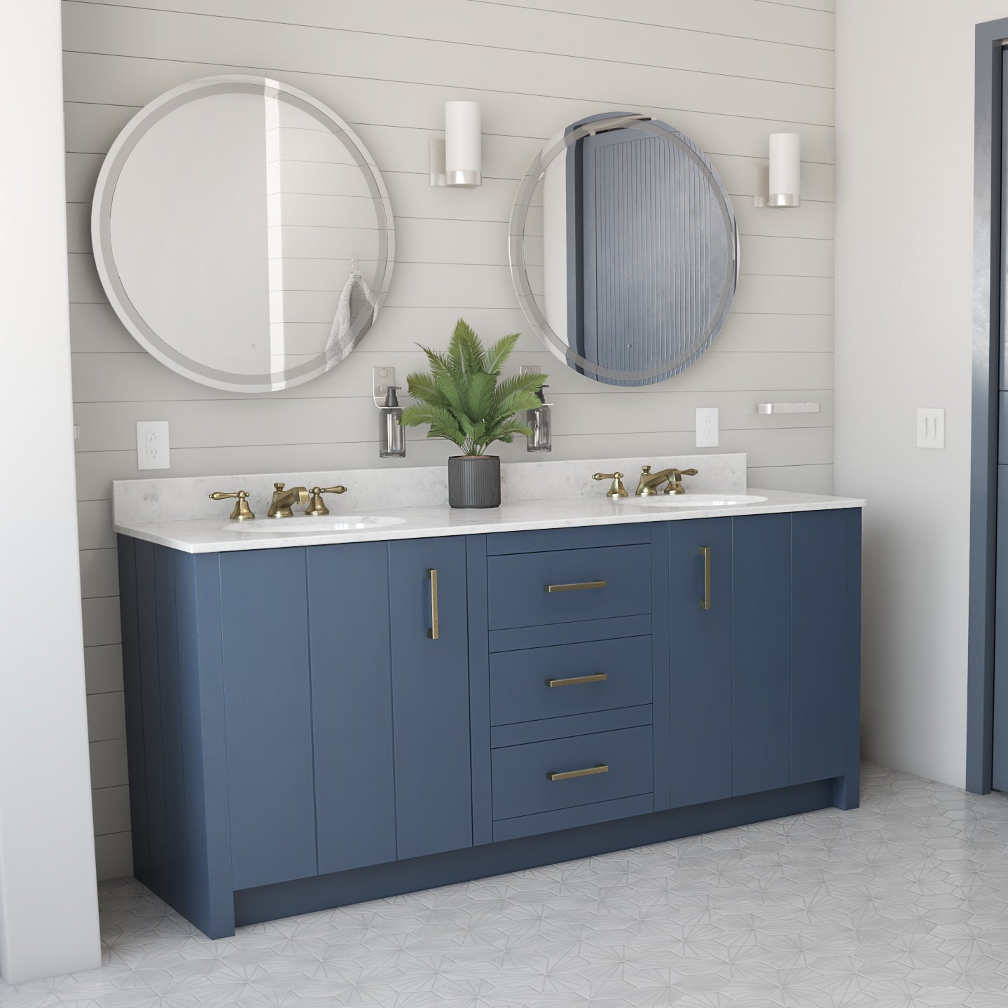 MAIDSTONE Wexler 72 Inch Solid Oak Bathroom Vanity