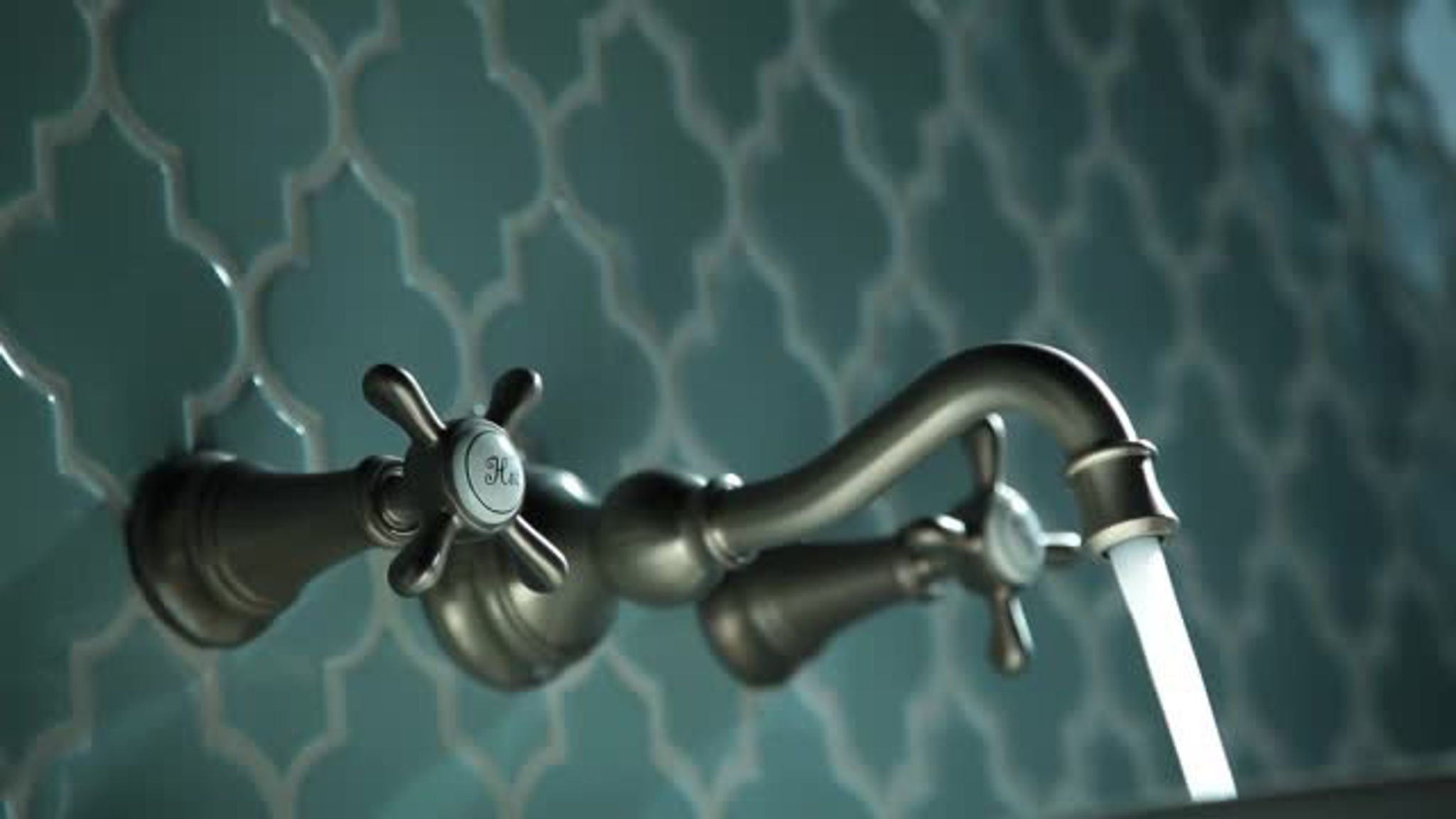 Weymouth Two-Handle High Arc Wall Mount Bathroom Faucet