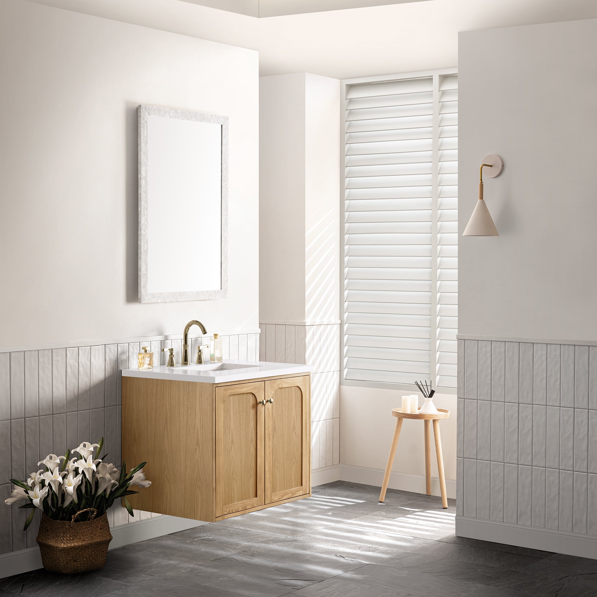 James Martin Laurent 30" Single Vanity in Light Natural Oak with 3cm Countertop