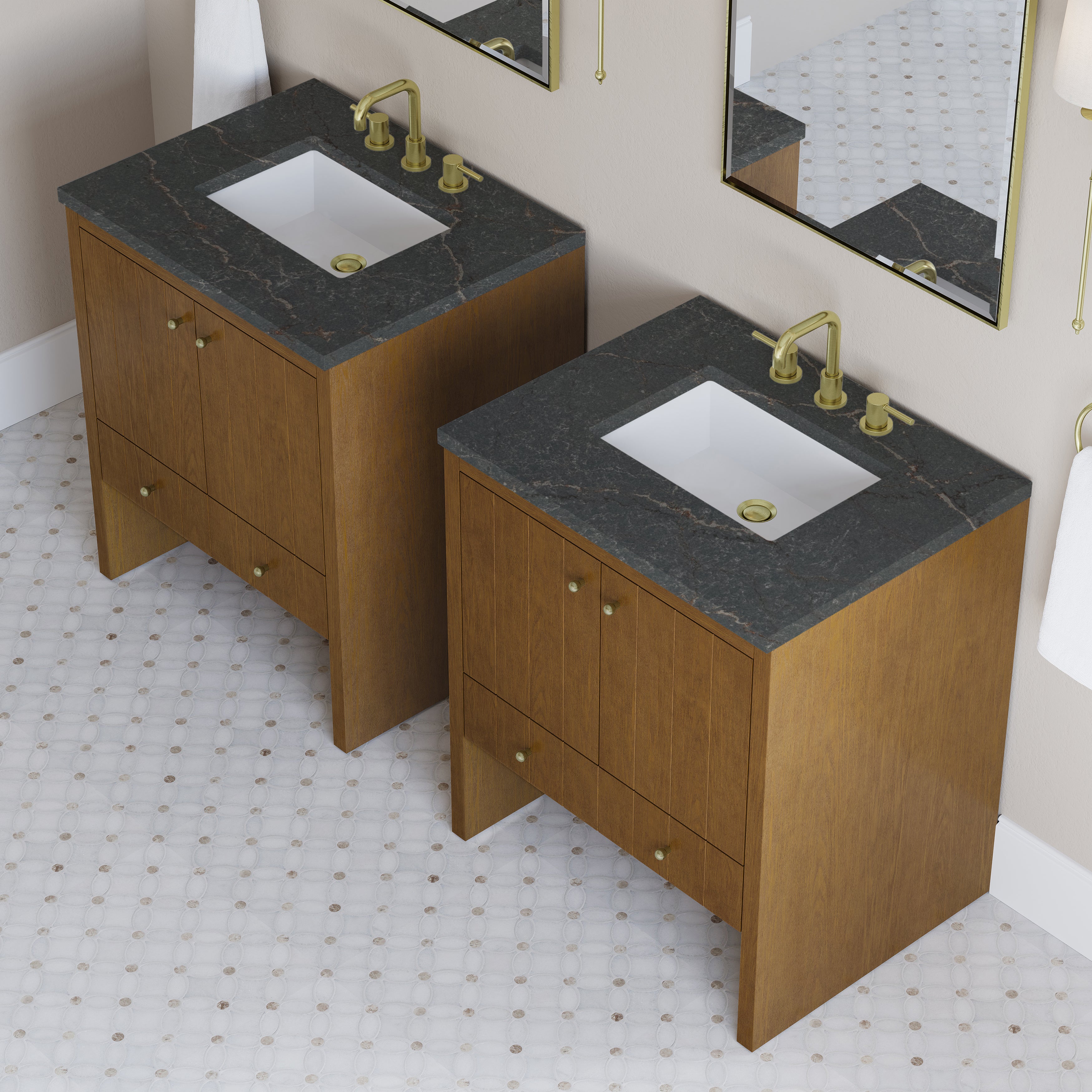 James Martin Hudson 30" Single Vanity in Honey Oak with 3cm Countertop