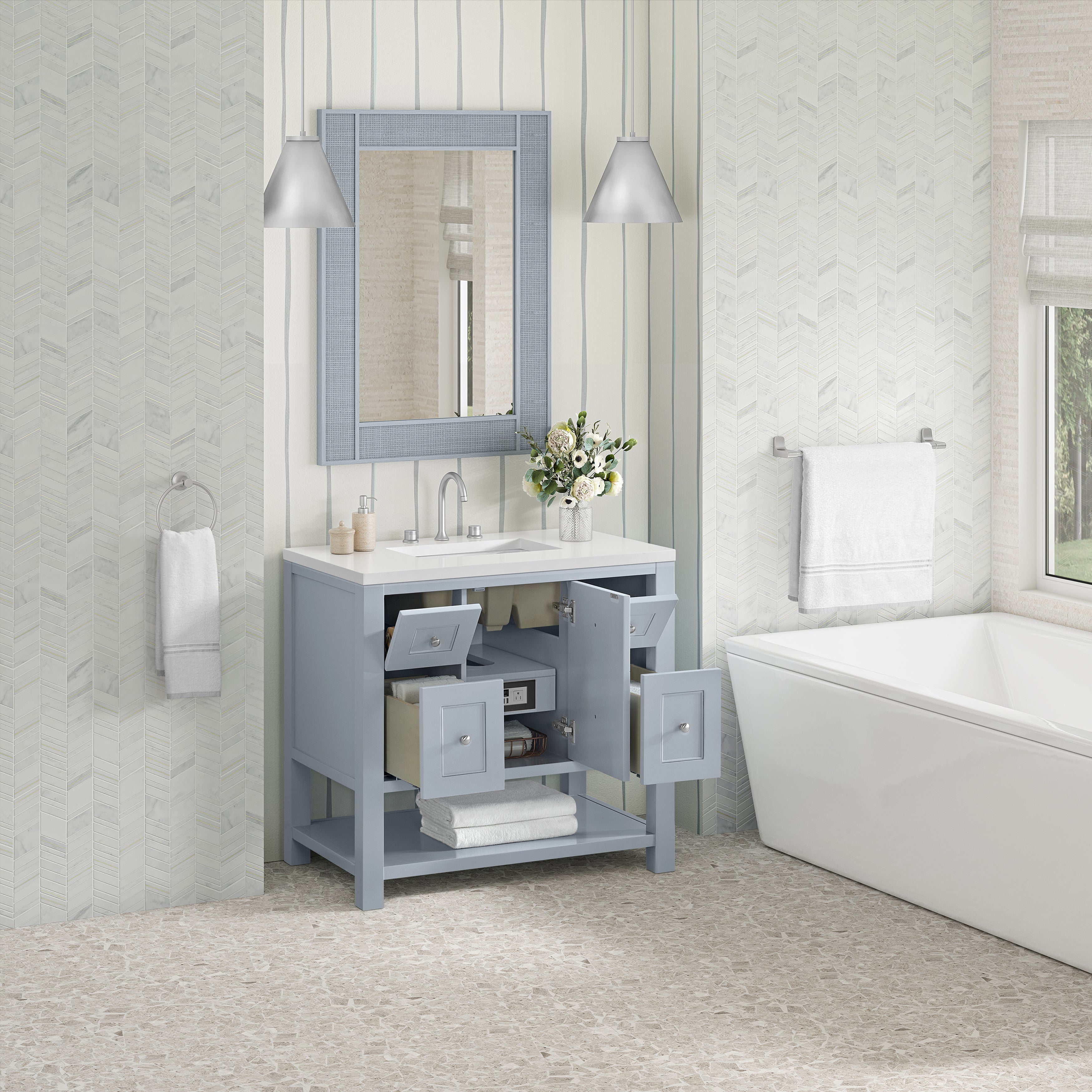 James Martin Breckenridge 36" Single in Serenity Blue with 3cm Countertop