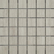 Wooden Gray Polished Marble Mosaic Square 2"X2"