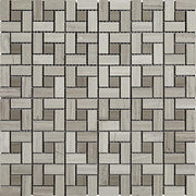Wooden Gray Polished Marble Mosaic Ash Brown Pinwheel Target
